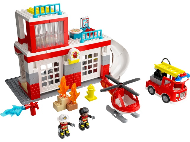 LEGO® fire station with helicopter