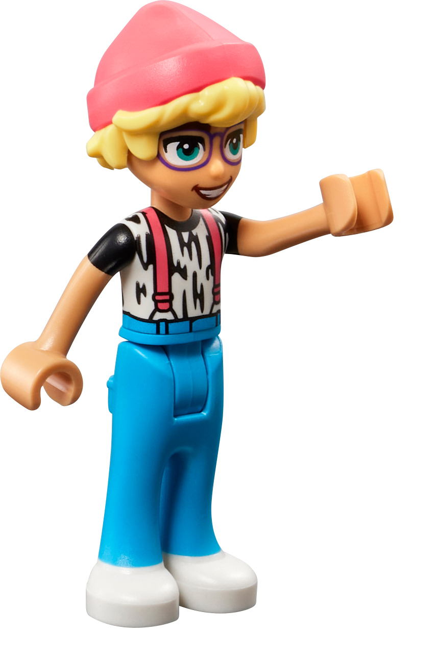 LEGO Minifigur Friends Olly - White Shirt with Black Stripes, Coral (frnd0745)