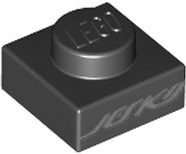 LEGO Plates (printed) - 1 x 1 with Jesko logo (black)