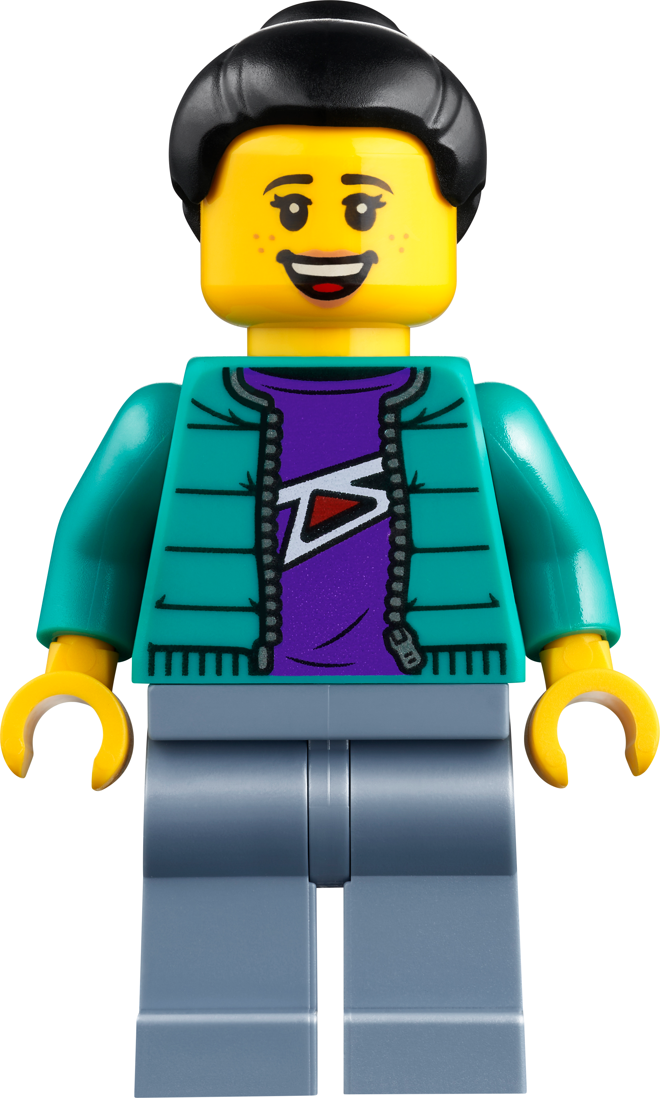 LEGO Minifigur Woman - Dark Turquoise Jacket over Dark Purple Shirt (hol353)
