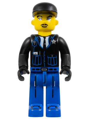 LEGO Minifigur Police - Blue Legs, Black Jacket, Black Cap (4j017)