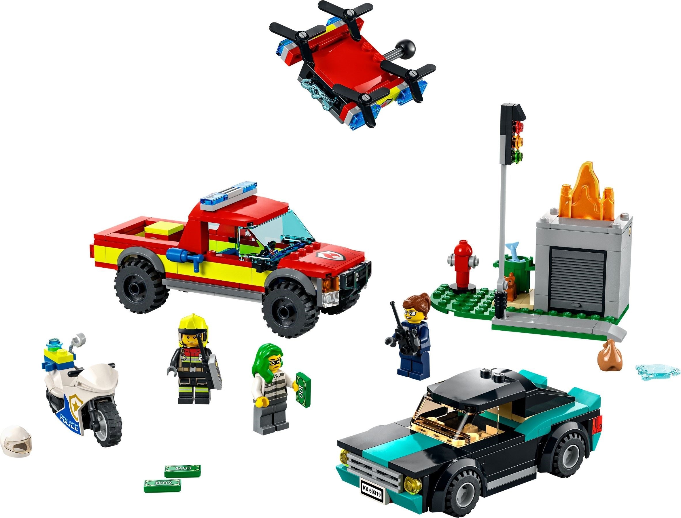 LEGO® firefighting mission and chase