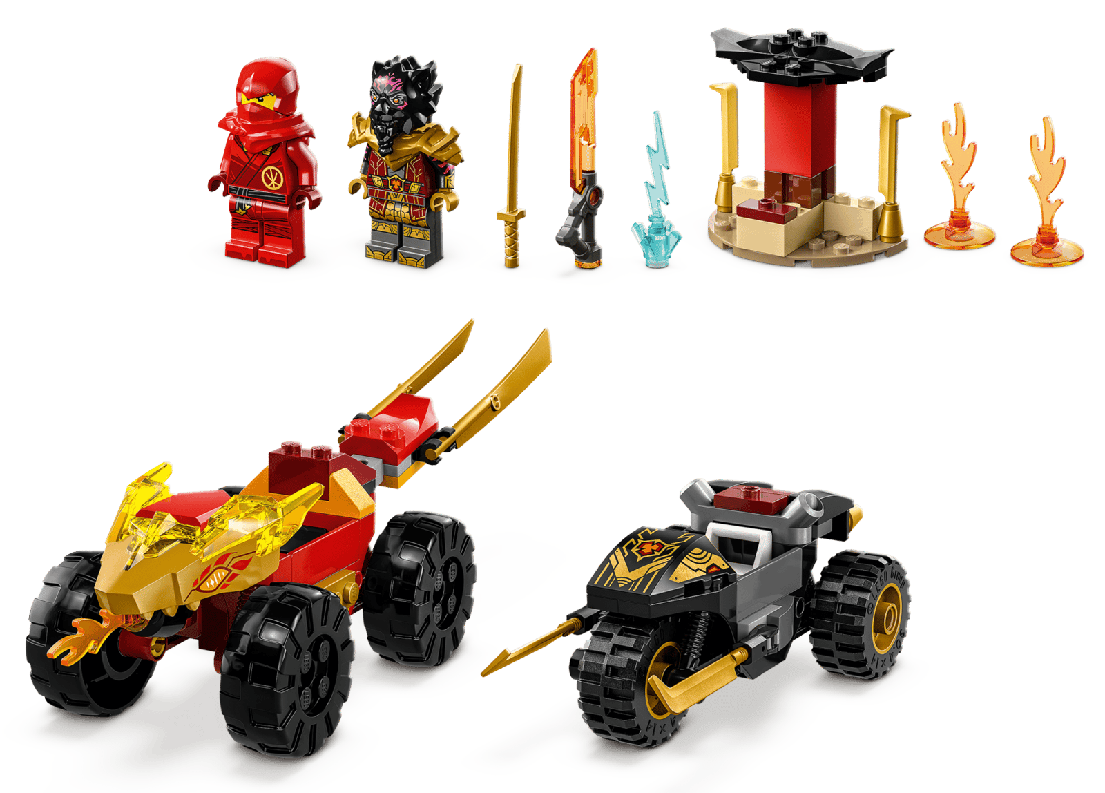 LEGO® chase with Kai's speedster and Ras' motorcycle