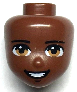 LEGO Minifigure Heads (Friends) - Dark beige eyes, and open, smiling mouth (Reddish Brown)