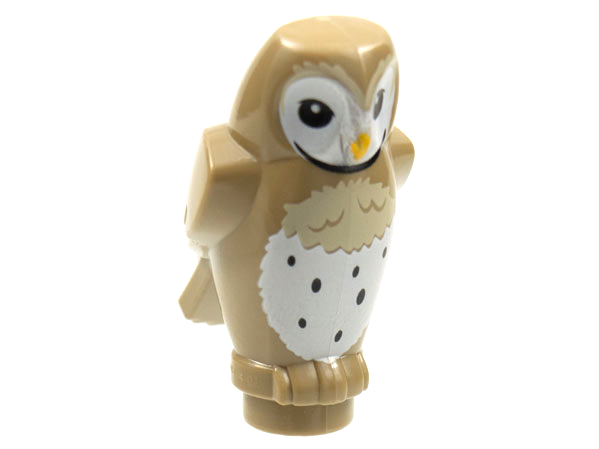 LEGO Birds - Owl with yellow beak and black eyes (dark beige feather pattern)