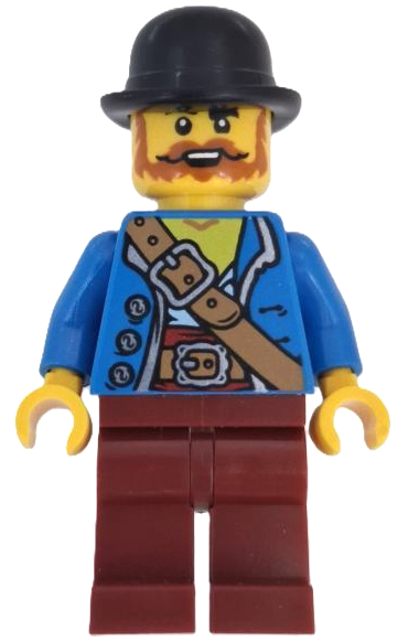 LEGO Minifigur Wild West Train Bandit - Male, Blue Jacket, Dark Red (bdp192)