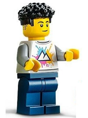 LEGO City minifigure - resident with Bergen shirt and twisted hair