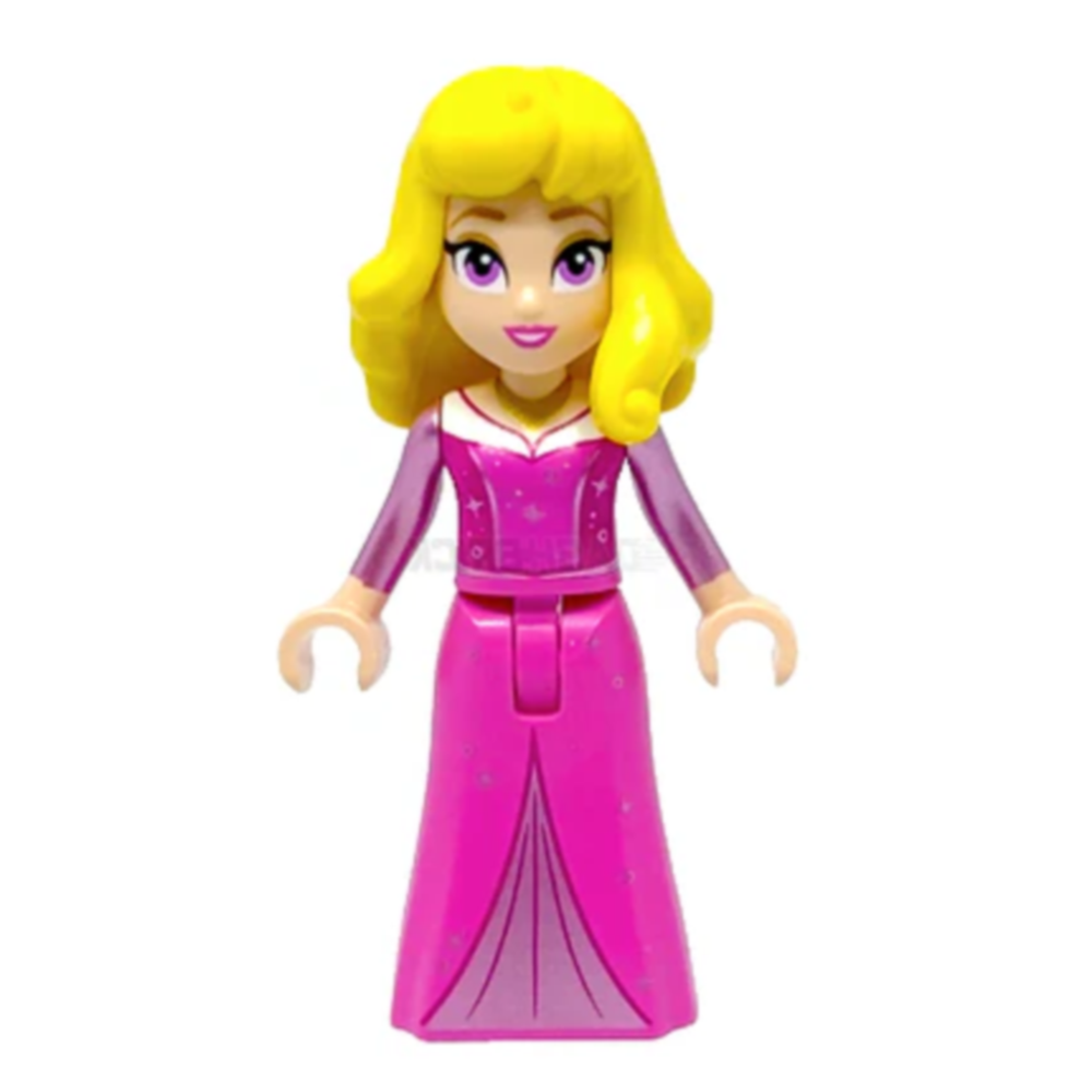 LEGO Minifigur Aurora - Dark Pink Dress, Metallic Pink Sleeves, Gold (dis153)