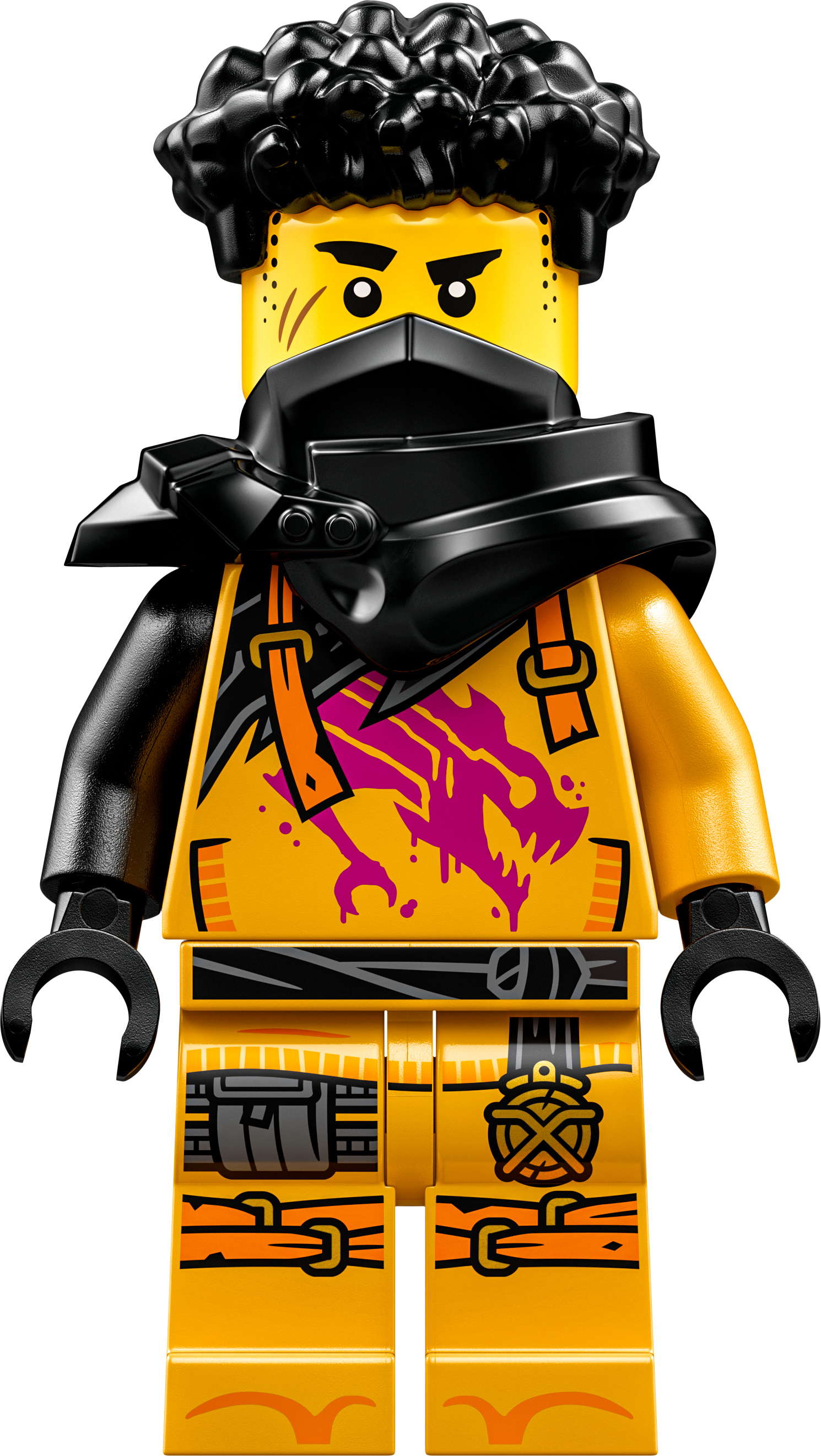 LEGO Minifigur Arin - Shirt with Magenta Dragon, Hair, Shoulder Pads (njo0981)