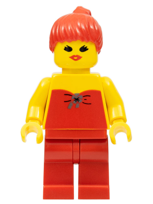 LEGO Minifigur Red Halter Top - Red Legs, Red Ponytail Hair (fbr003)