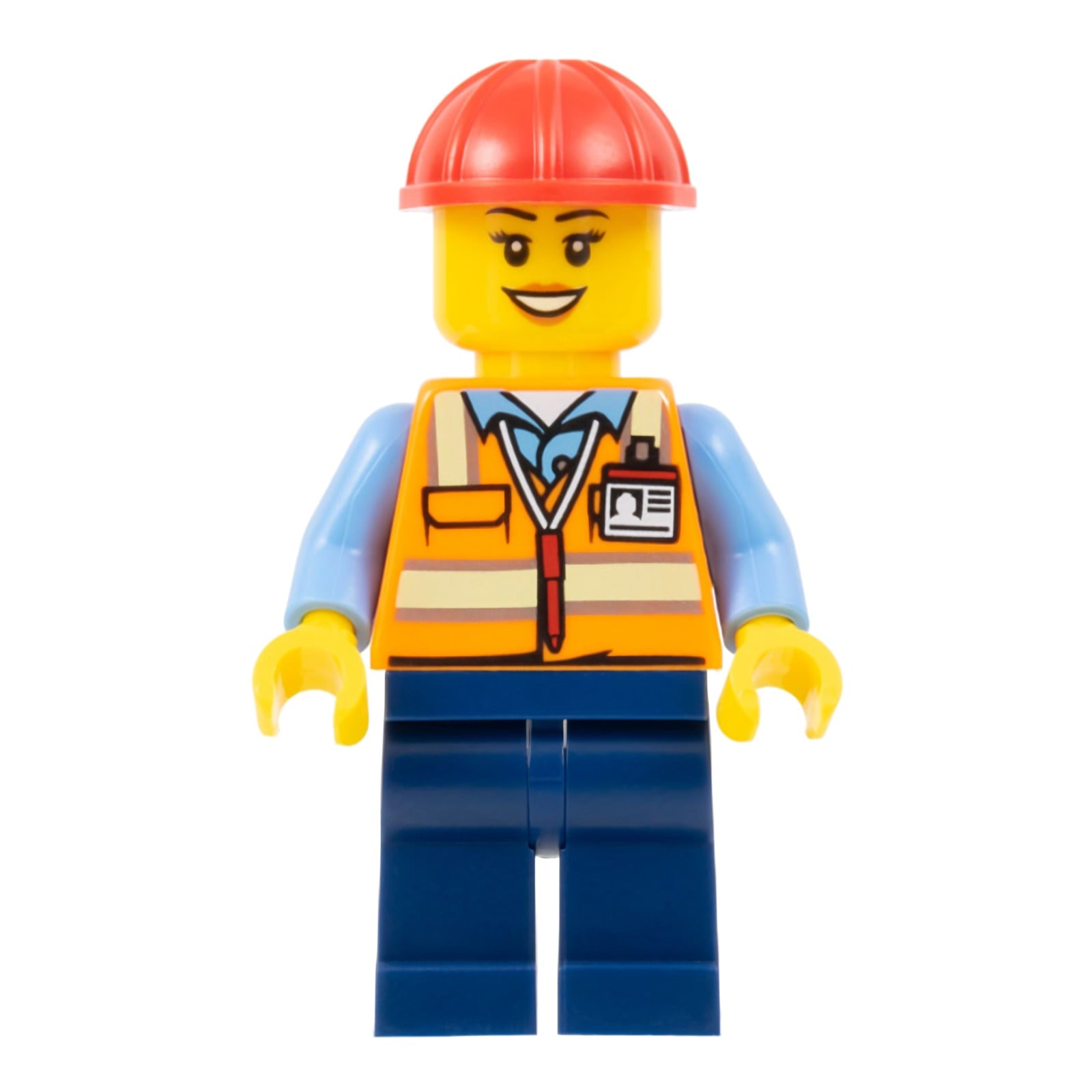 LEGO Minifigur Construction Worker - Female, Orange Safety Vest with (bdp062)