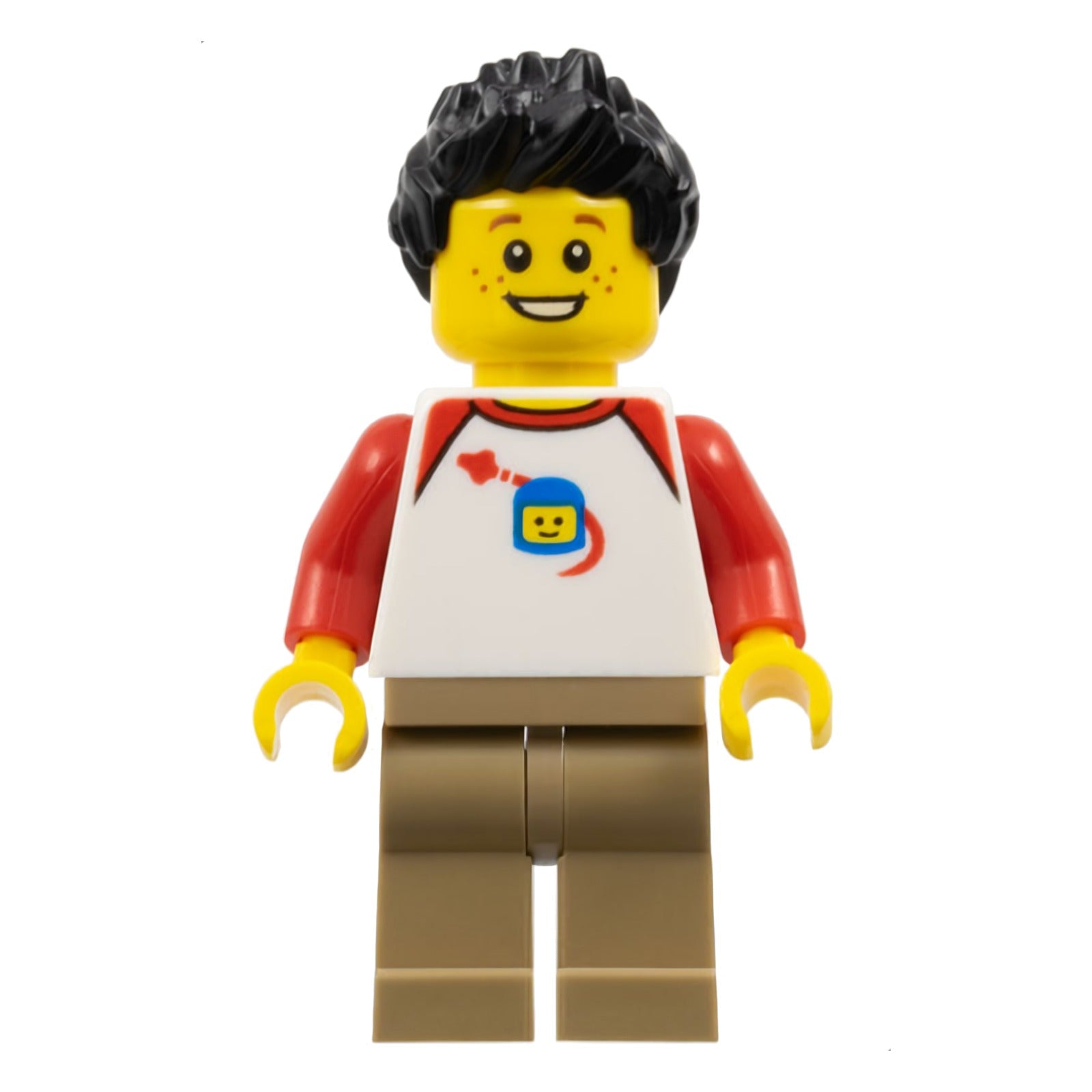 LEGO Minifigur Son - Classic Space Shirt with Red Sleeves, Dark Tan (bdp067)