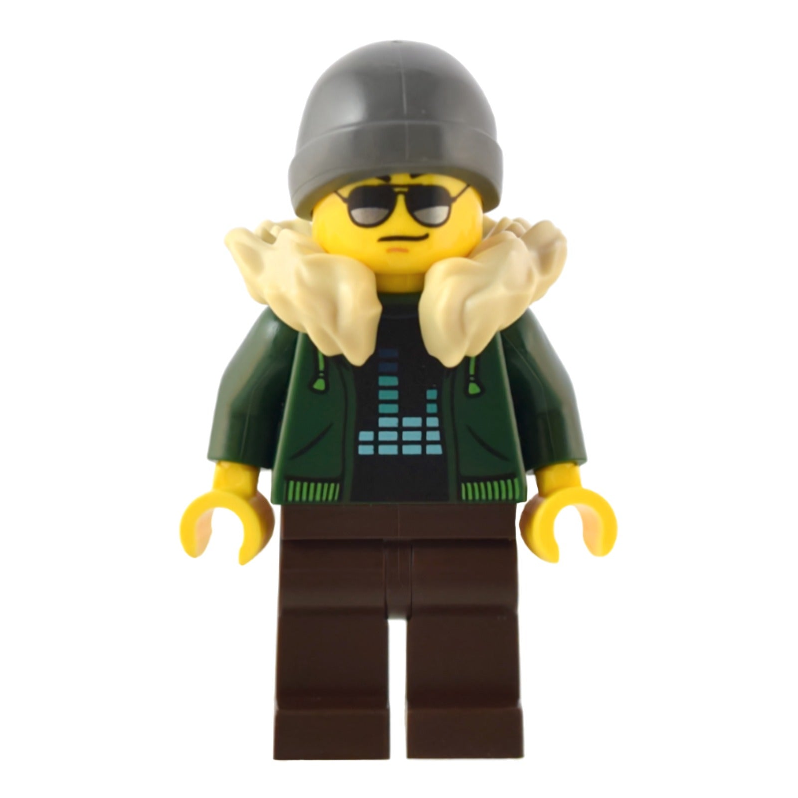 LEGO Minifigur Traveler - Male, Dark Green Hoodie, Dark Brown Legs (bdp087)