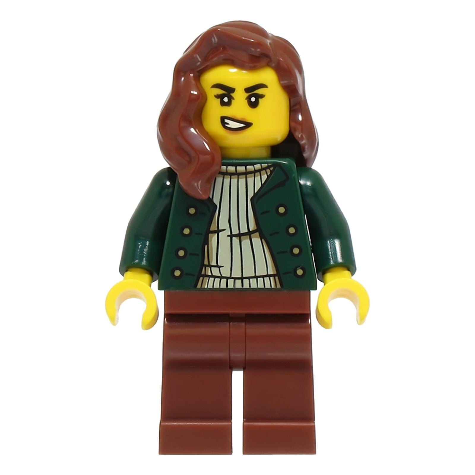 LEGO Minifigur Lost City Explorer - Female, Dark Green Open Jacket (bdp158)
