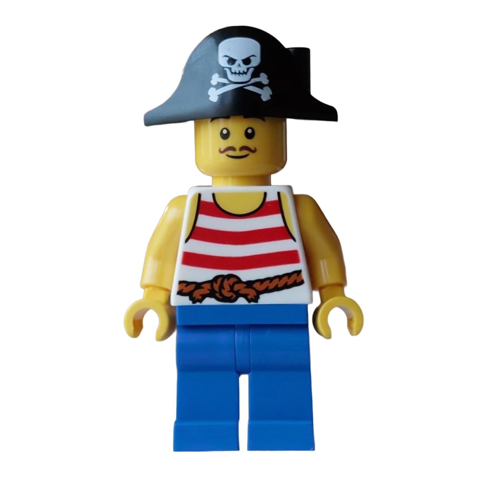 LEGO Minifigur Pirate - Male, White Tank Top with Red Stripes, Blue (bdp263)