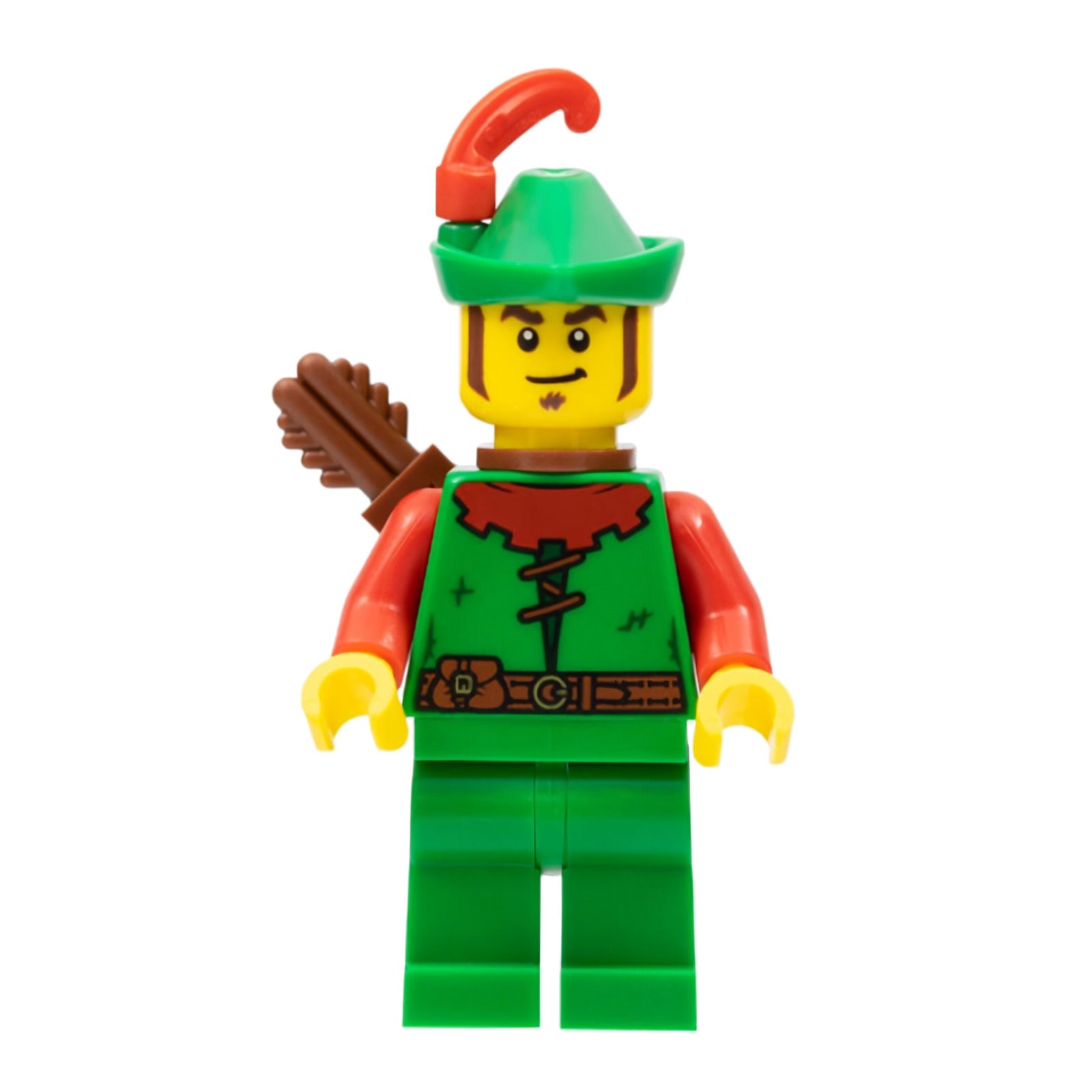 LEGO Minifigur Forestman - Red, Green Hat, Red Feather, Quiver (cas557)