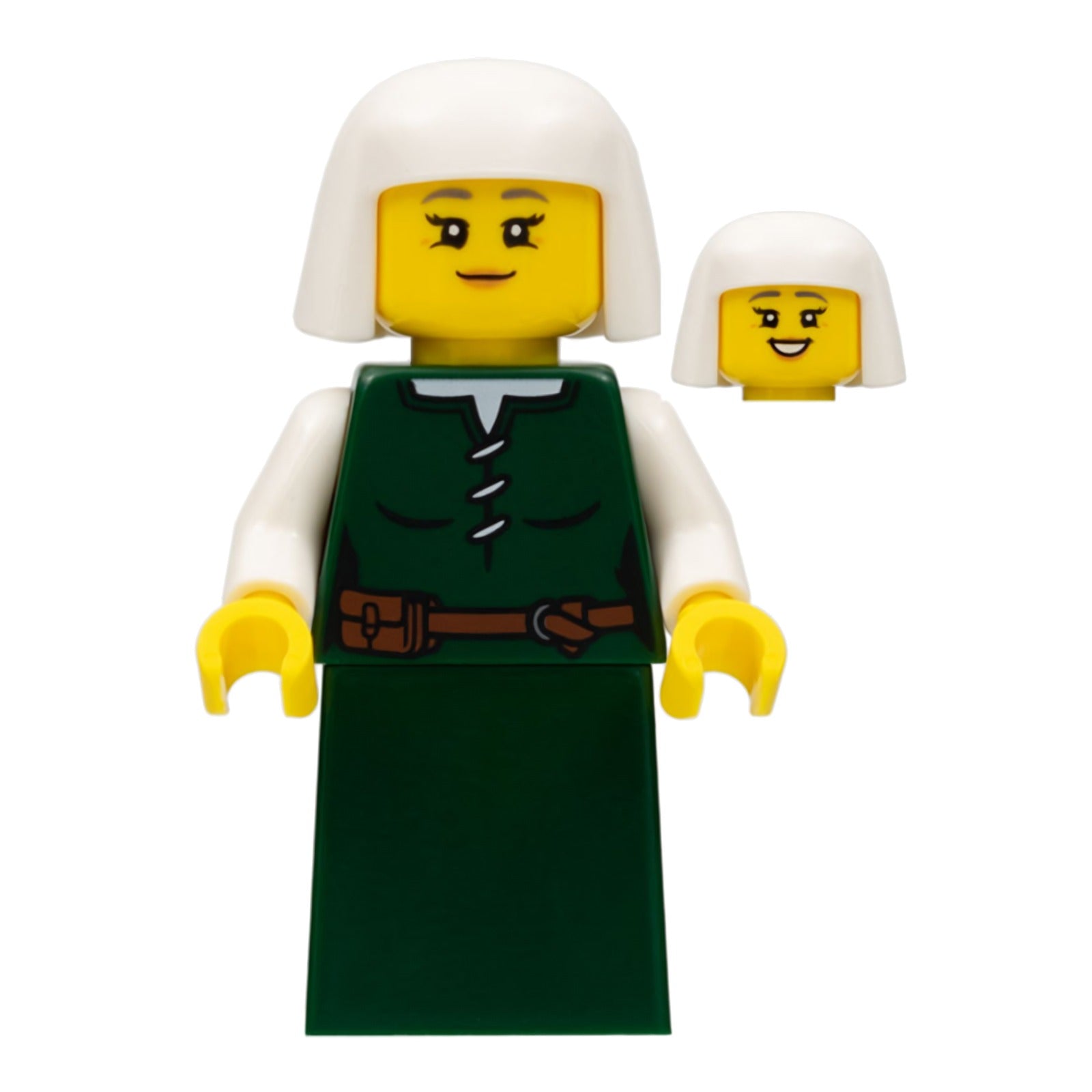 LEGO Minifigur Peasant - Female, Dark Green Skirt, White Headdress (cas570)