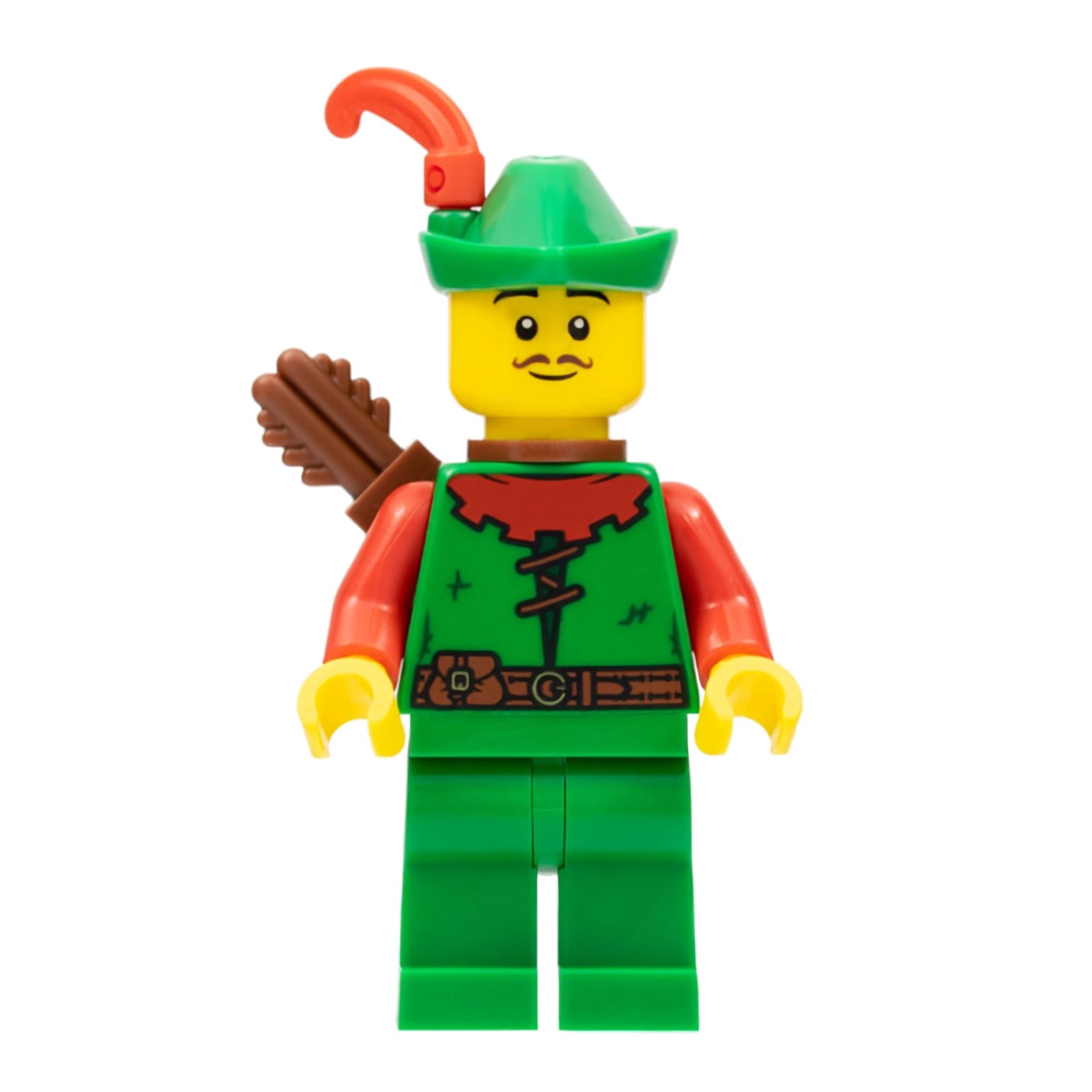 LEGO Minifigur Forestman - Red, Green Hat, Red Feather, Quiver (cas571)