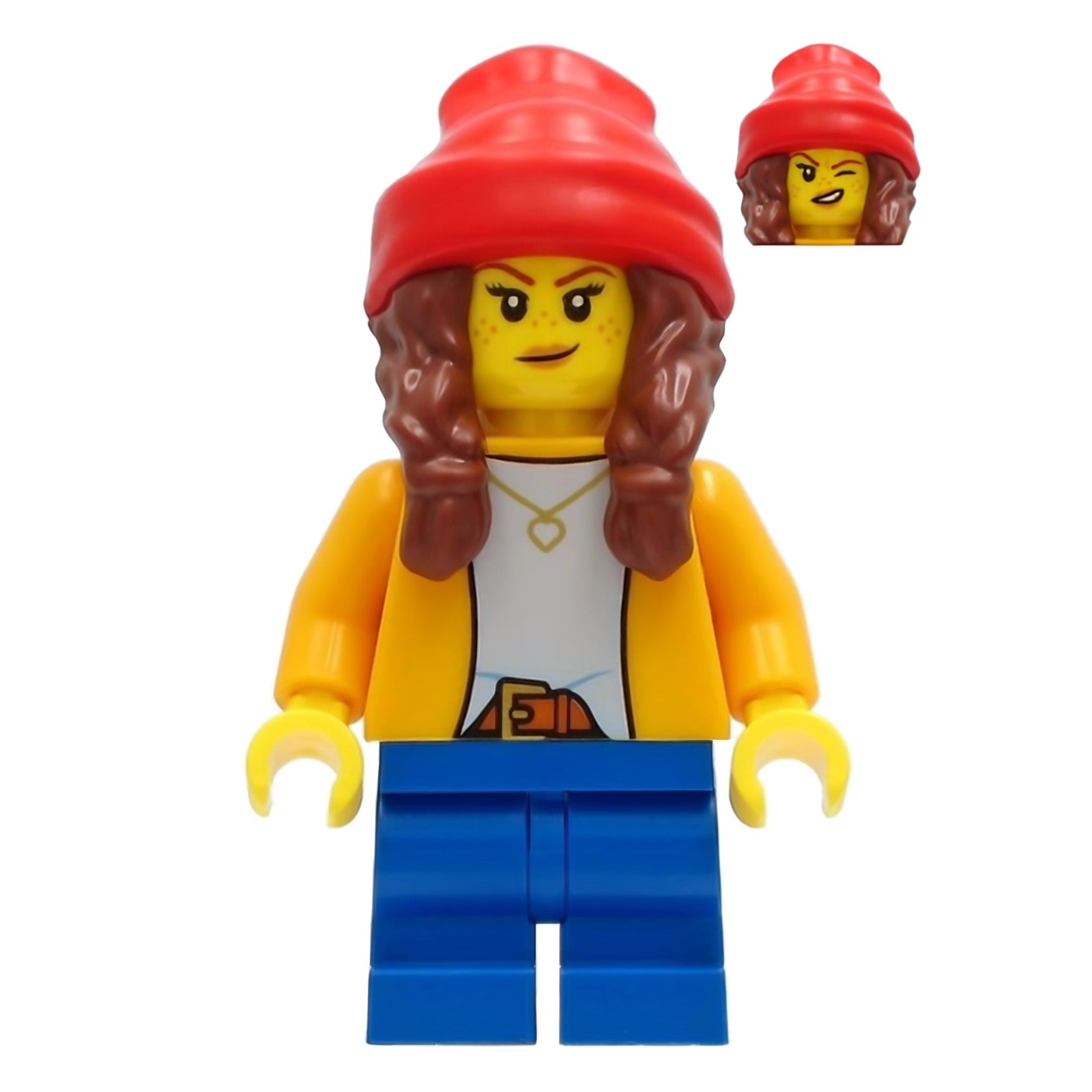LEGO Minifigur Girl - Bright Light Orange Jacket, Blue Medium Short (cty1235)