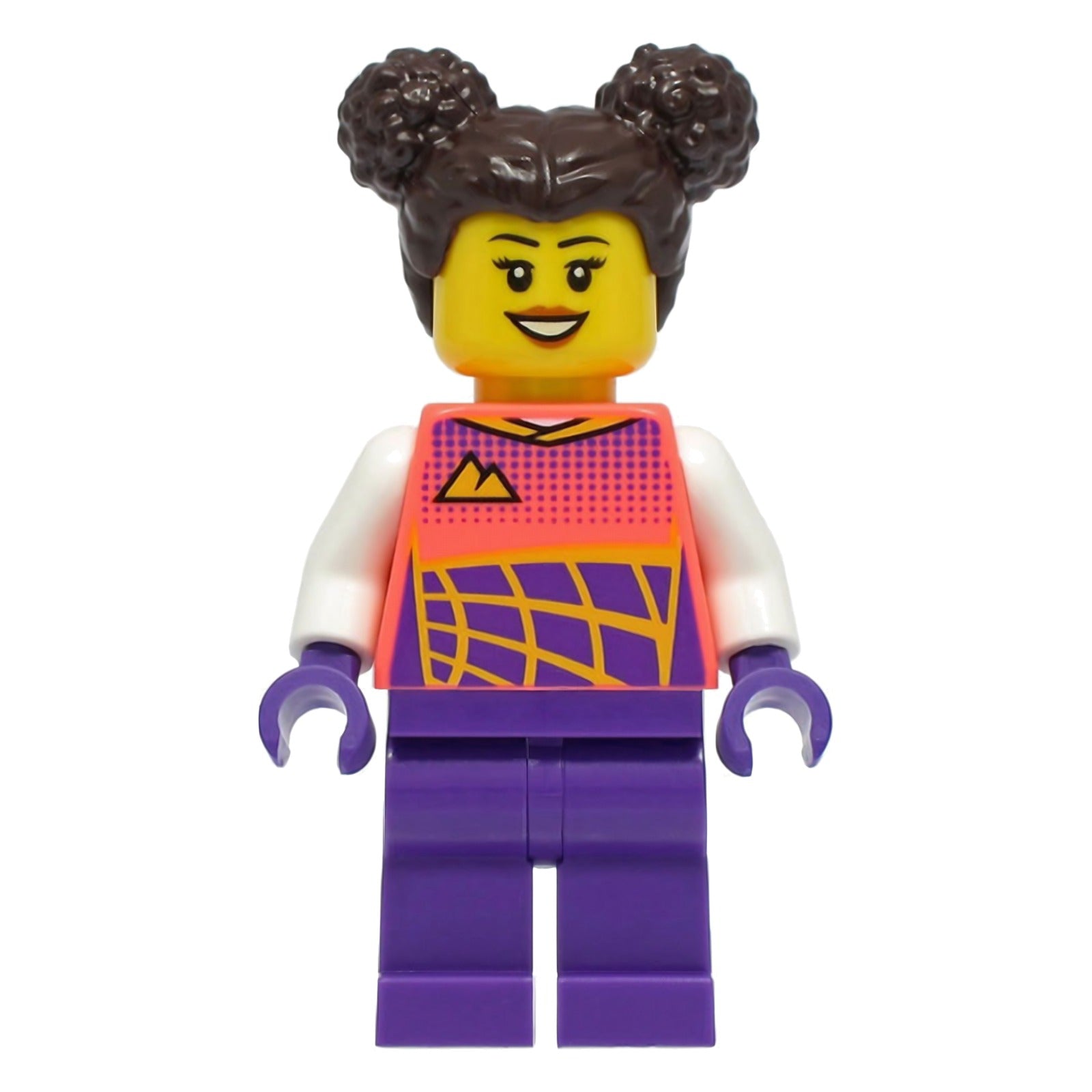 LEGO Minifigur Stuntz Driver - Female, Coral Racing Shirt with White (cty1331)