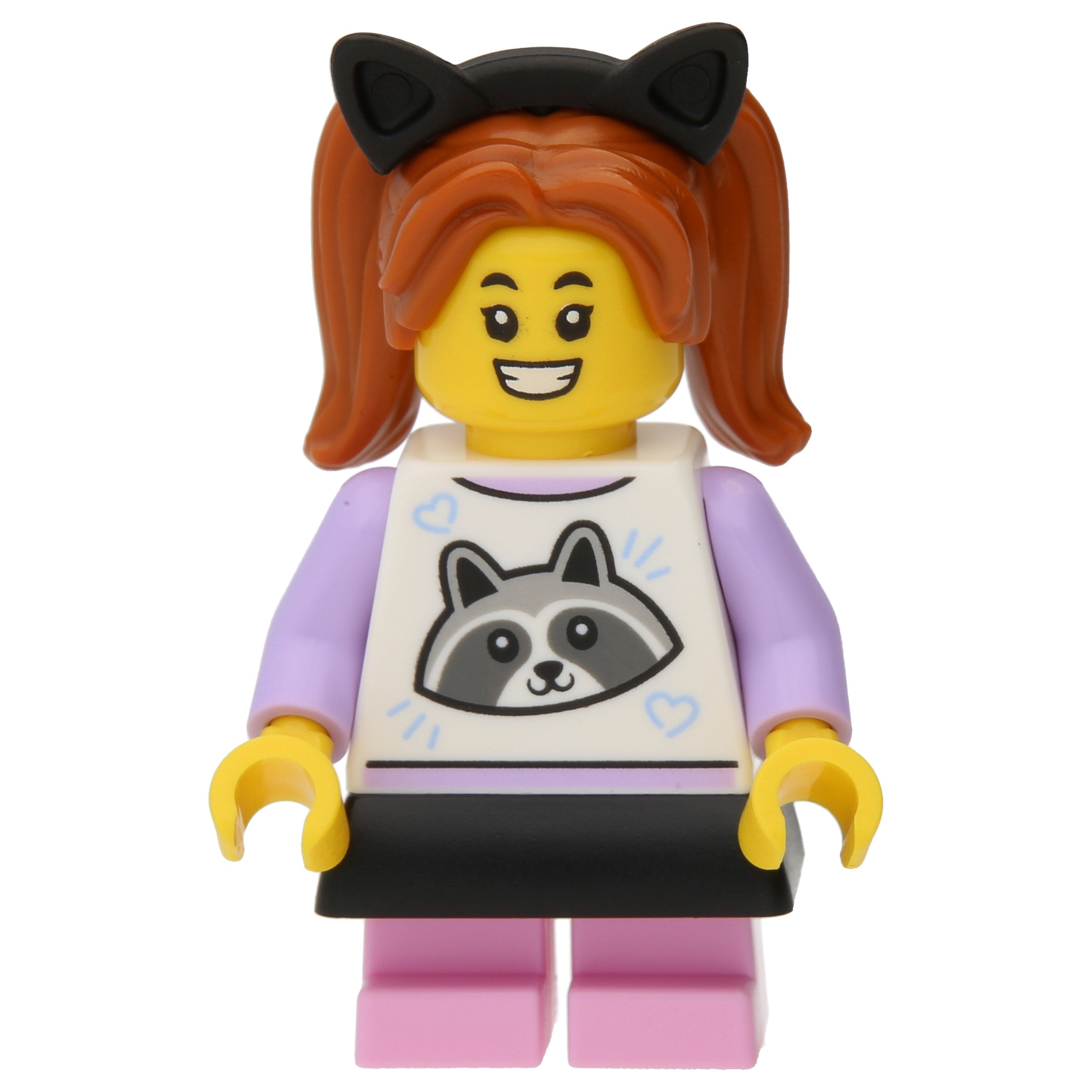 LEGO Minifigur Child - Girl, White Top with Raccoon, Bright Pink (cty1643)