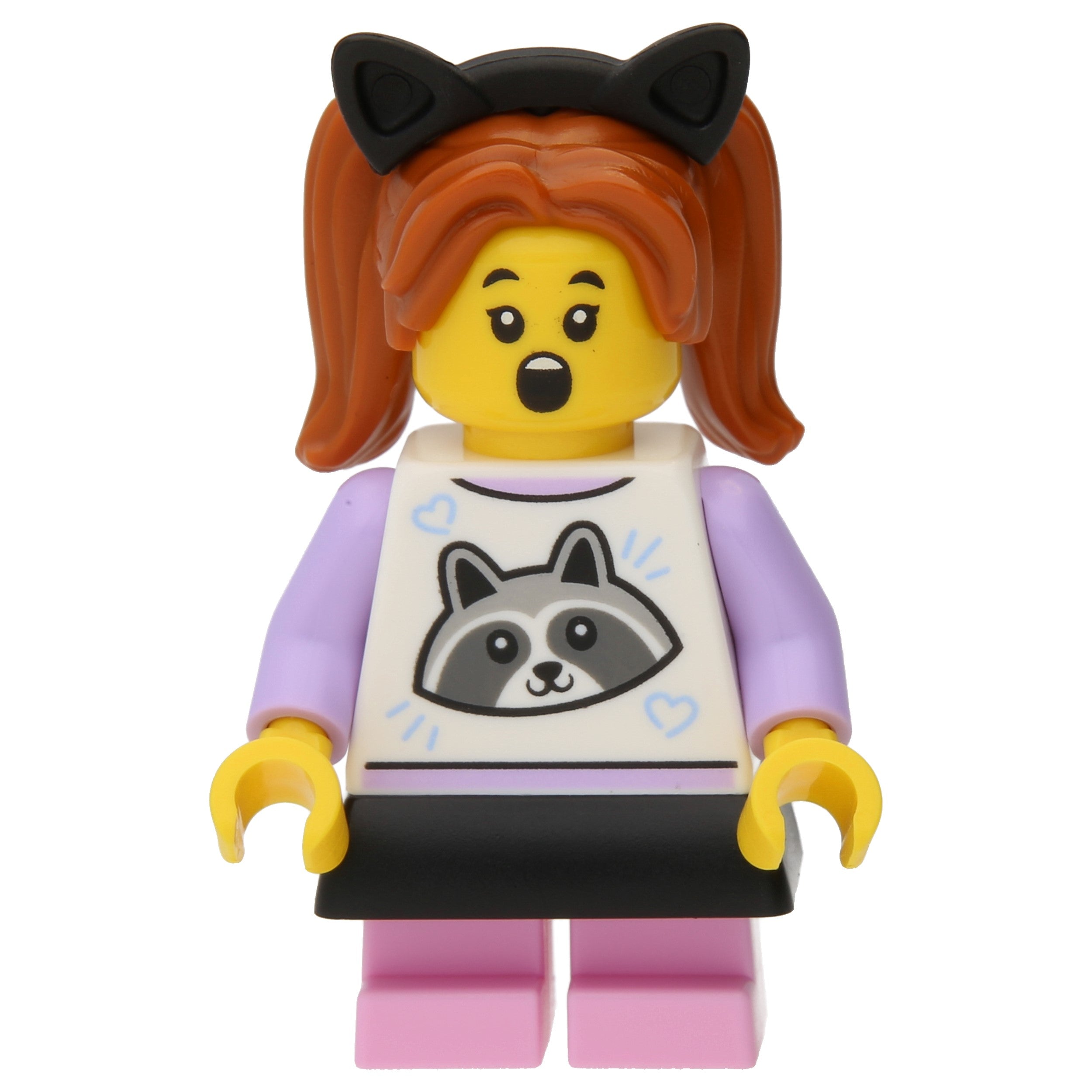 LEGO Minifigur Child - Girl, White Top with Raccoon, Bright Pink (cty1643)