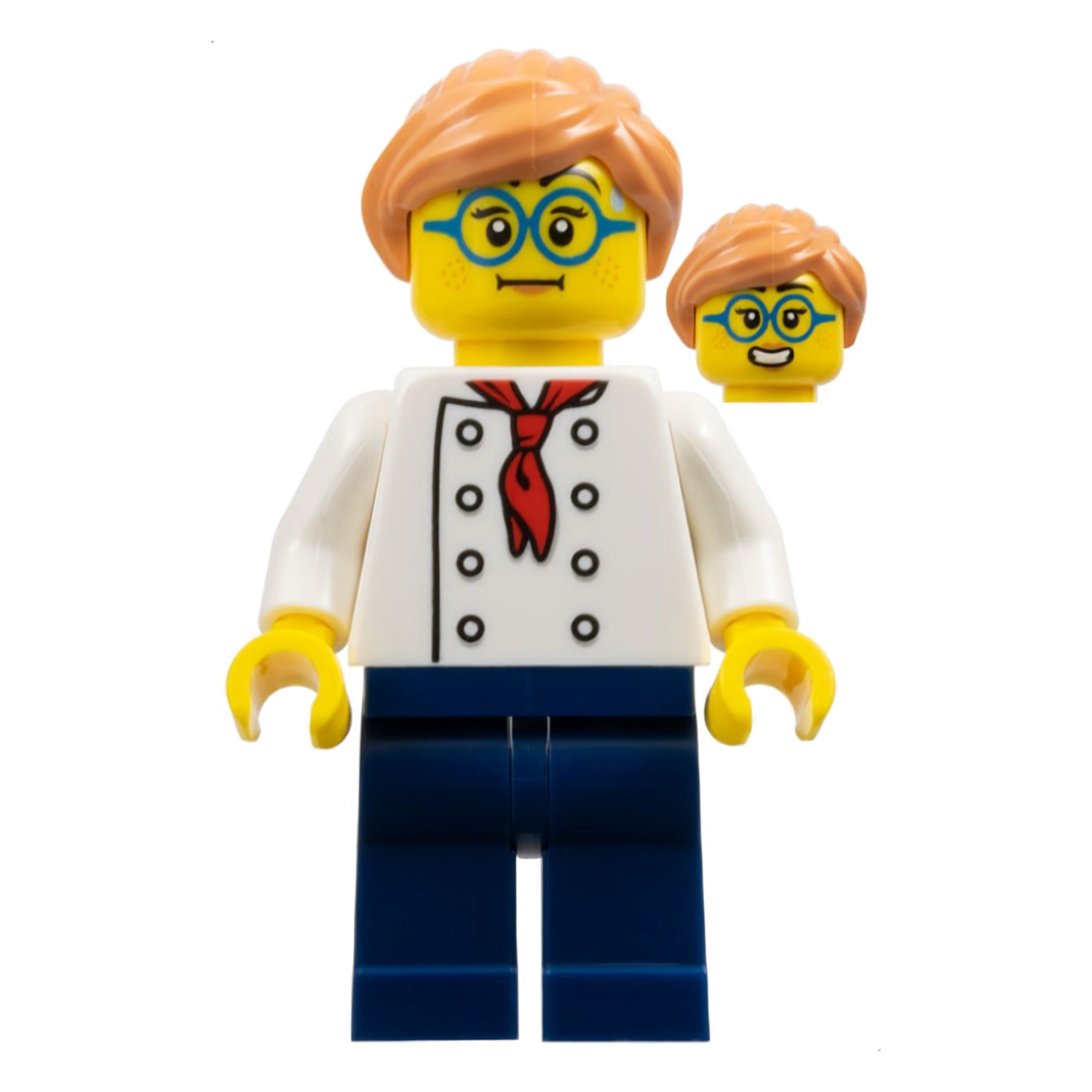 LEGO Minifigur Pizza Chef - Female, White Torso with 8 Buttons, Dark (cty1646)