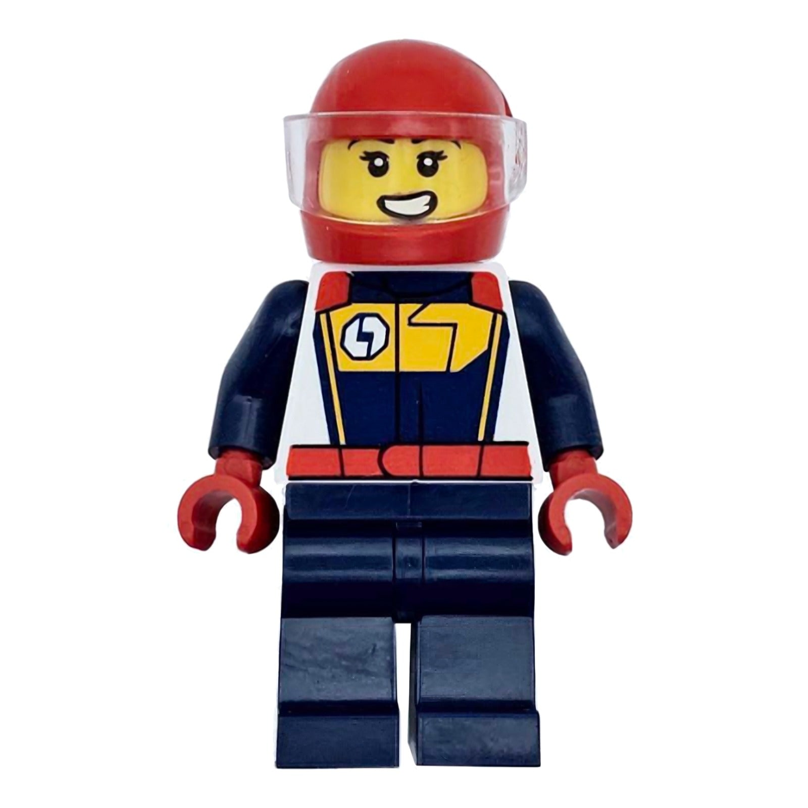 LEGO Minifigur Race Car Driver - Female, White, Dark Blue and Bright (cty1711)