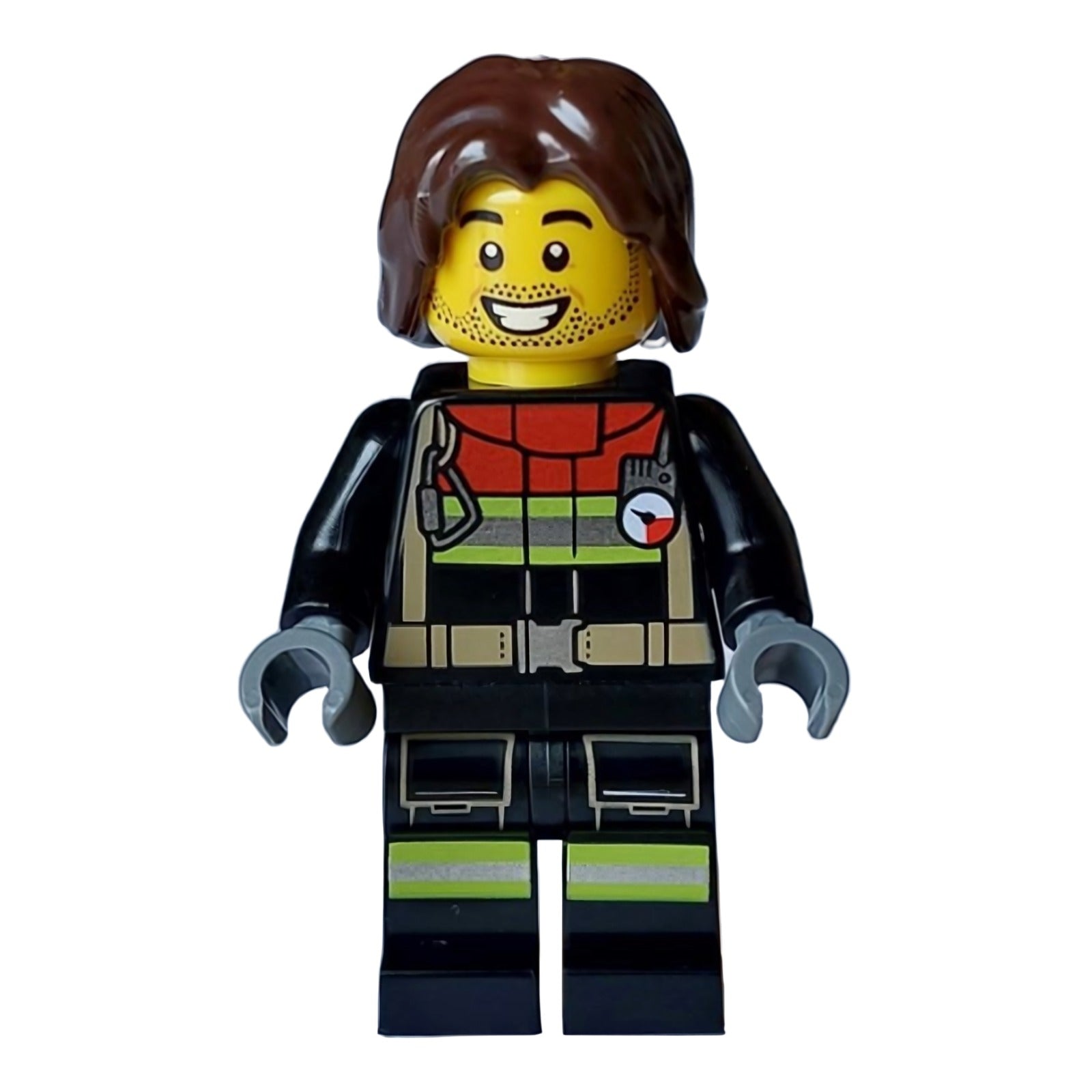 LEGO Minifigur Fire - Male, Black Jacket and Legs with Reflective (cty1714)