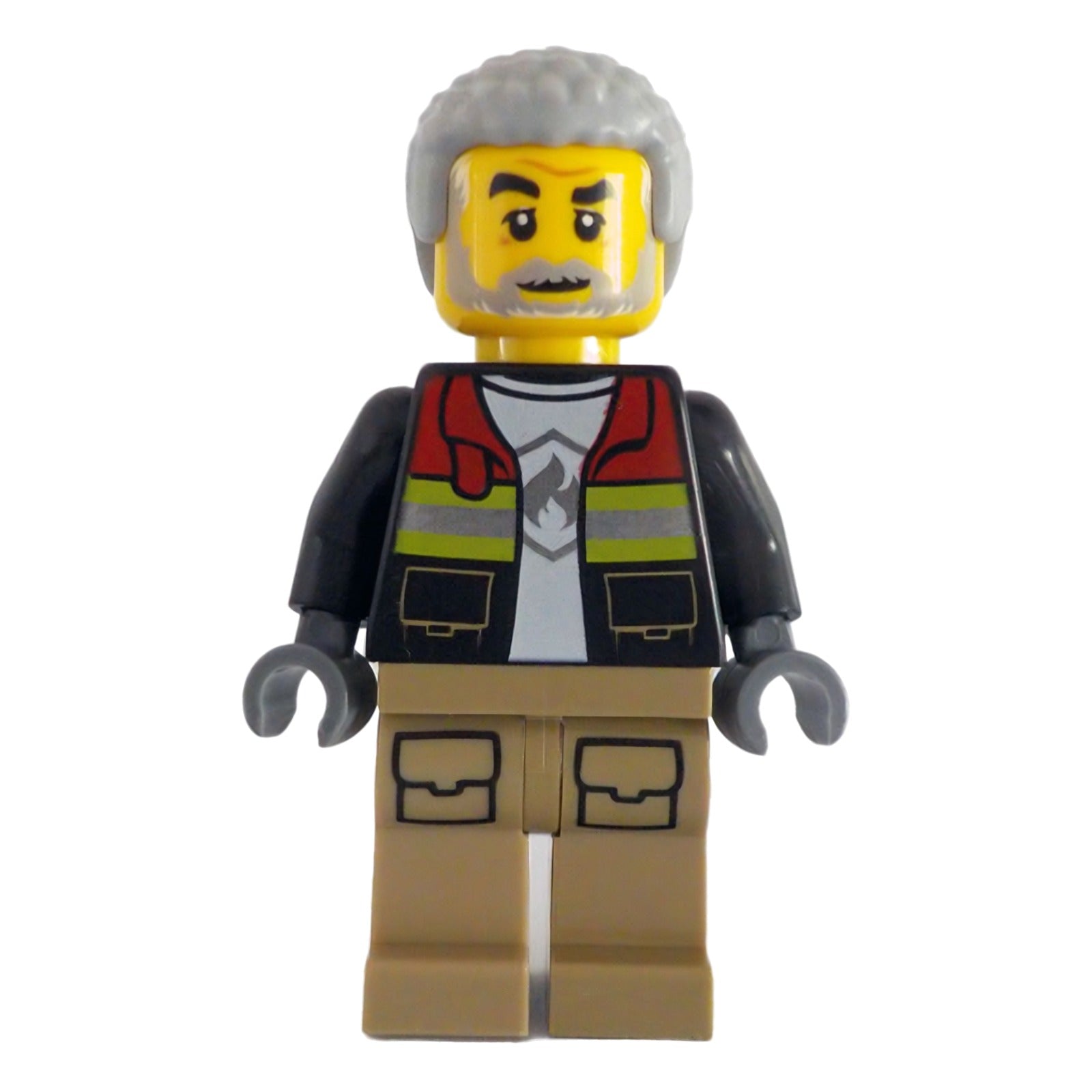 LEGO Minifigur Fire - Male, Black Open Jacket with Reflective Stripes (cty1783)