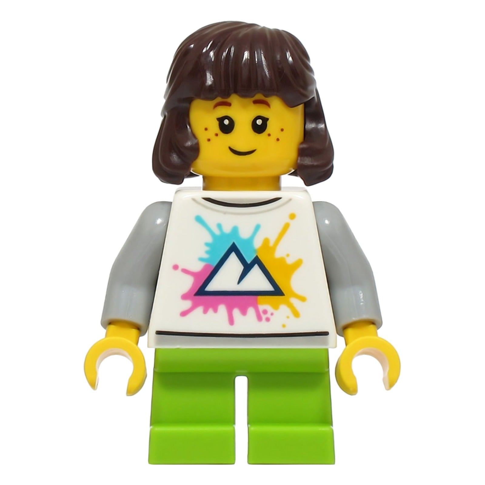 LEGO Minifigur Child - Girl, White Shirt with Mountains Logo, Lime (cty1927)