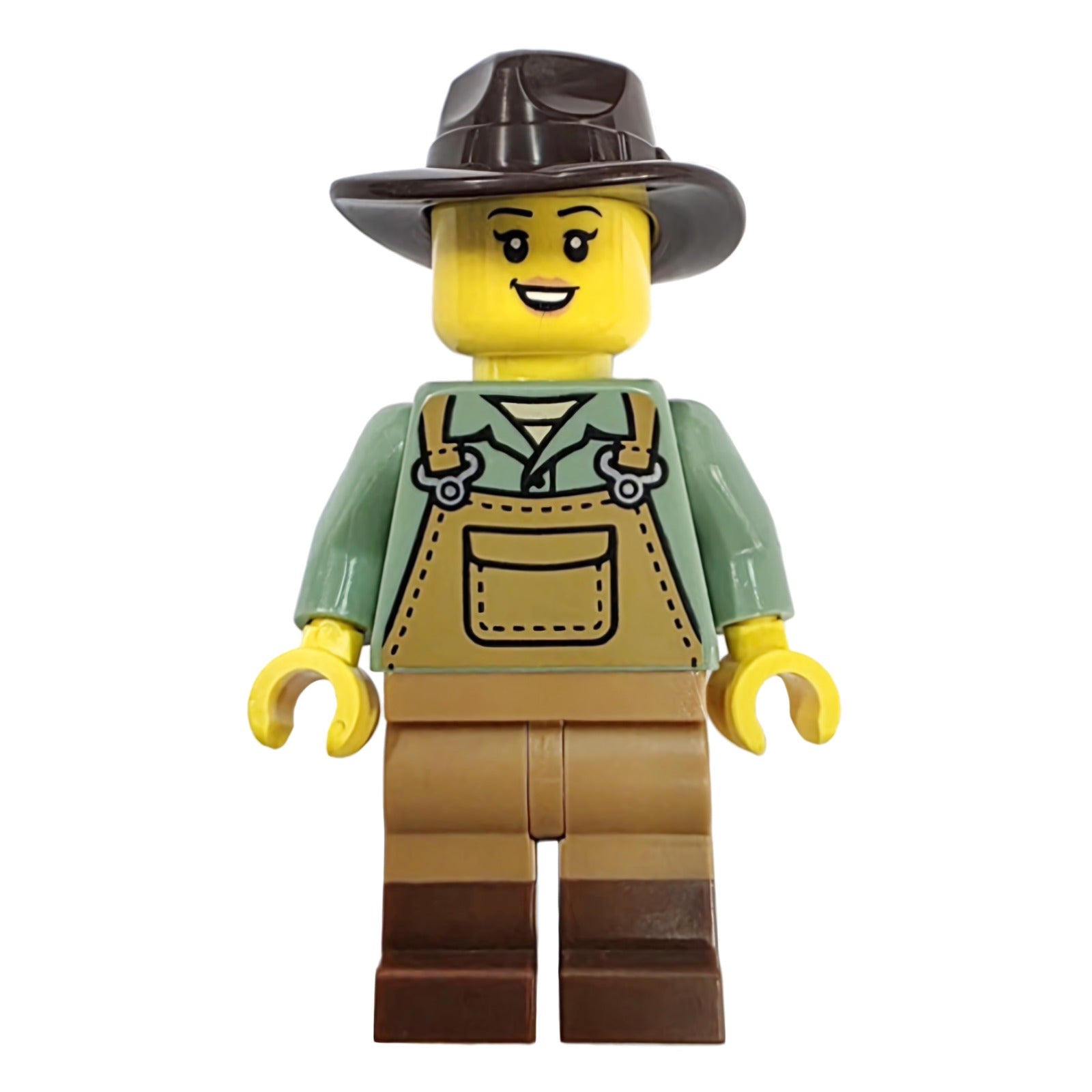 LEGO Minifigur Mine Cart Driver - Female, Medium Nougat Overalls over (fst057)
