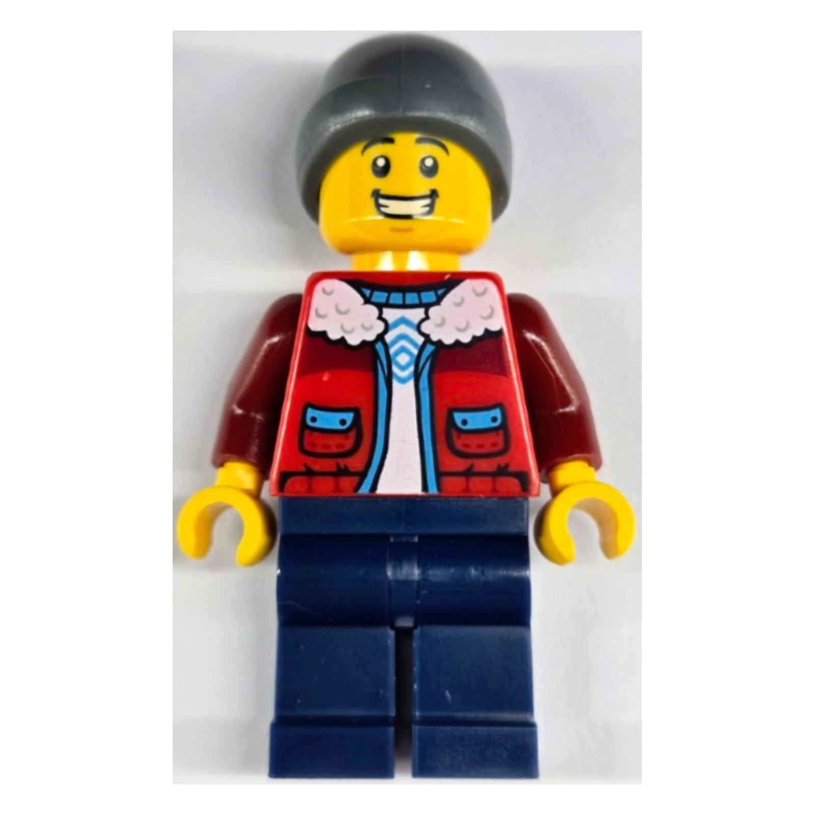 LEGO Minifigur Ice Skater - Male, Red Jacket over White Shirt, Dark (hol403)