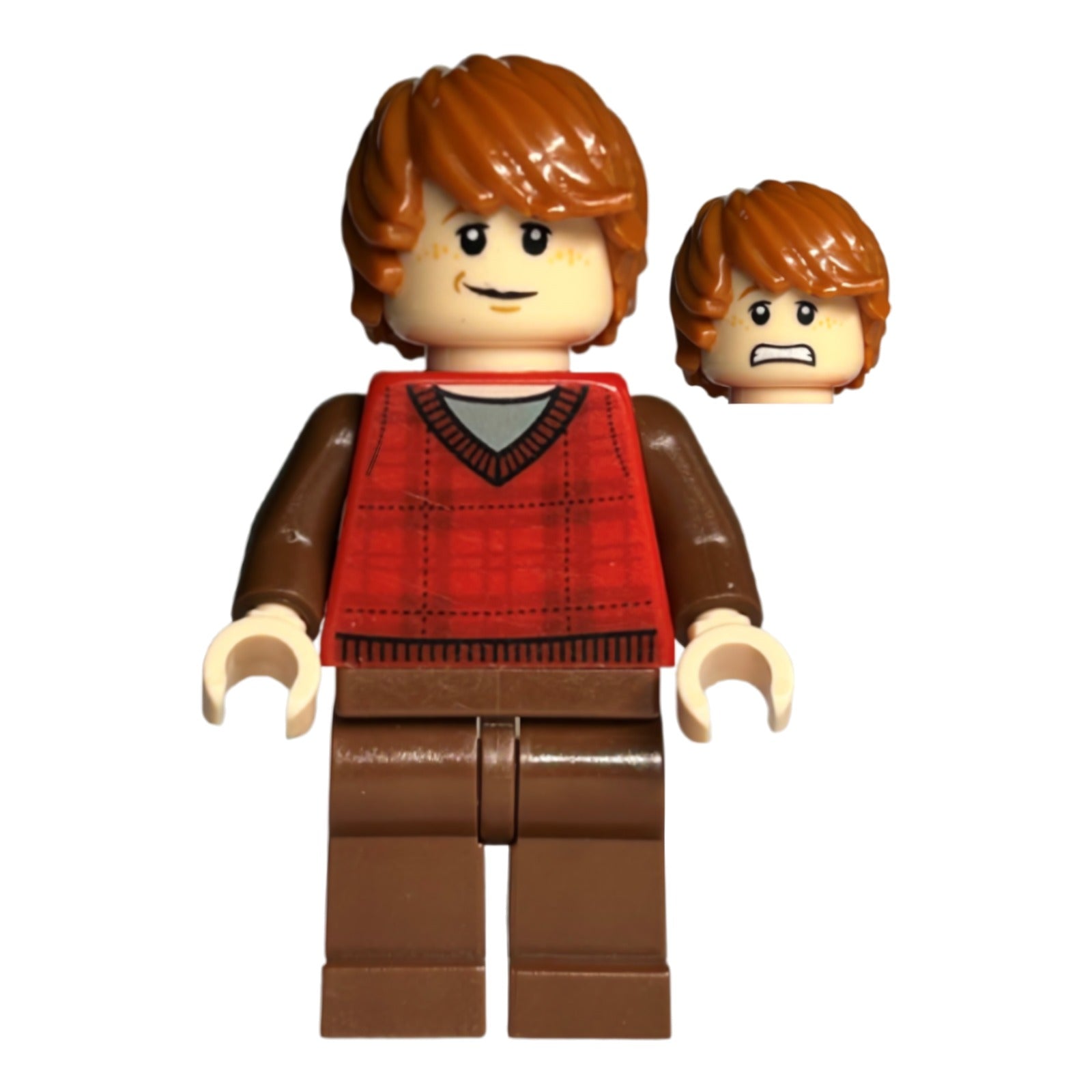 LEGO Minifigur Ron Weasley - Red Tartan Sweater, Reddish Brown Legs (hp123)