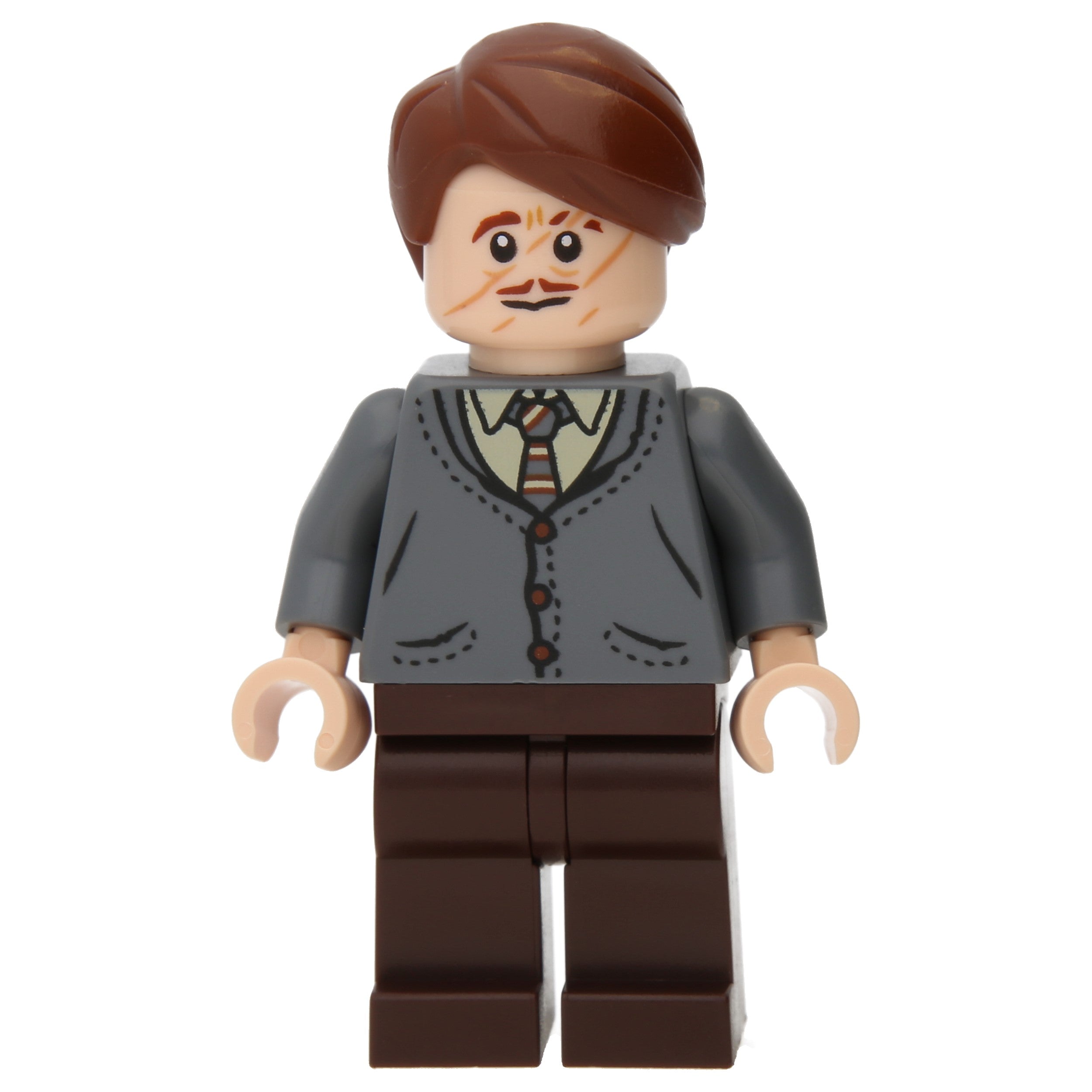LEGO Minifigur Professor Remus Lupin - Dark Bluish Gray Cardigan, Tan (hp420)