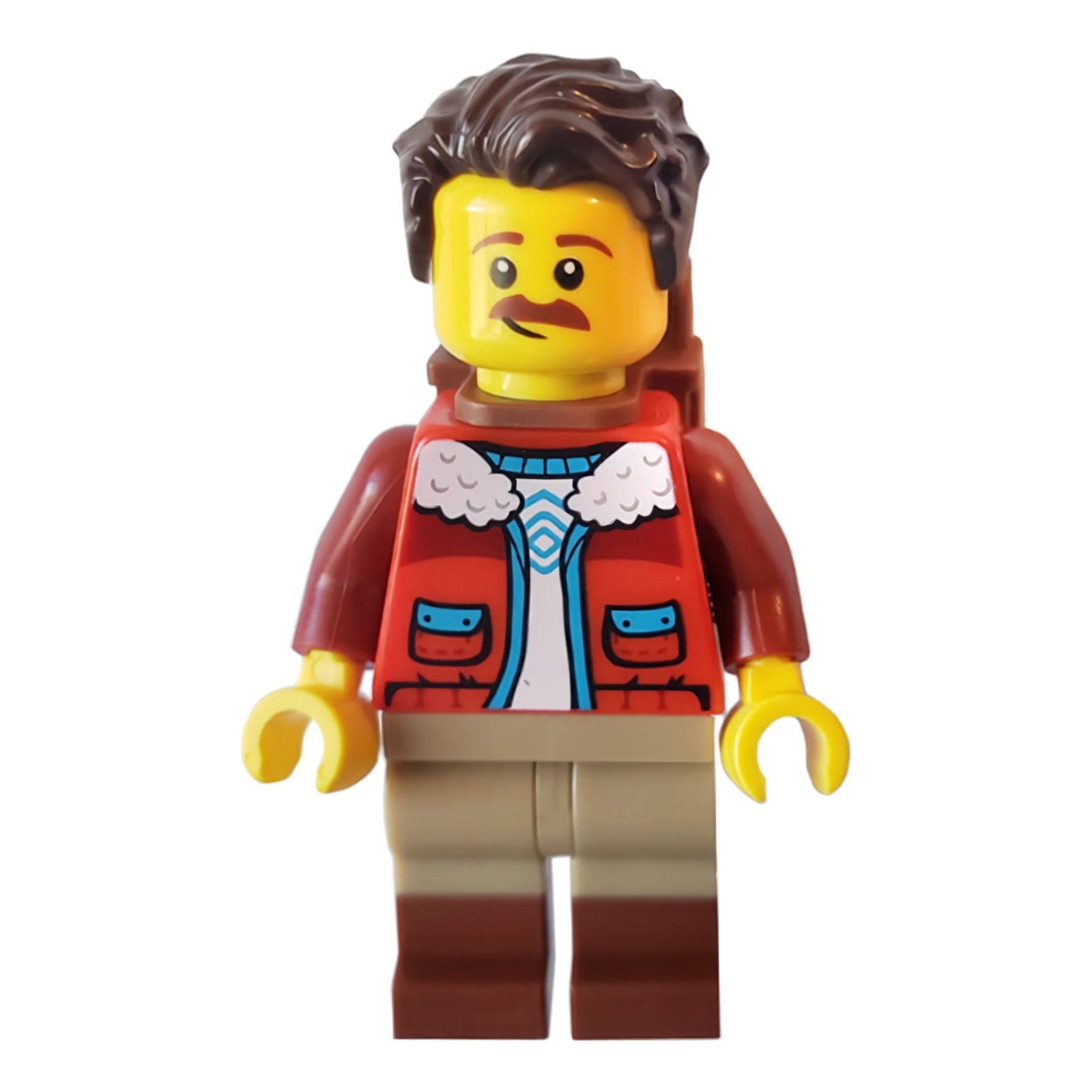 LEGO Minifigur Camper - Male, Dark Brown Hair, Red Jacket, Dark Tan (idea147)