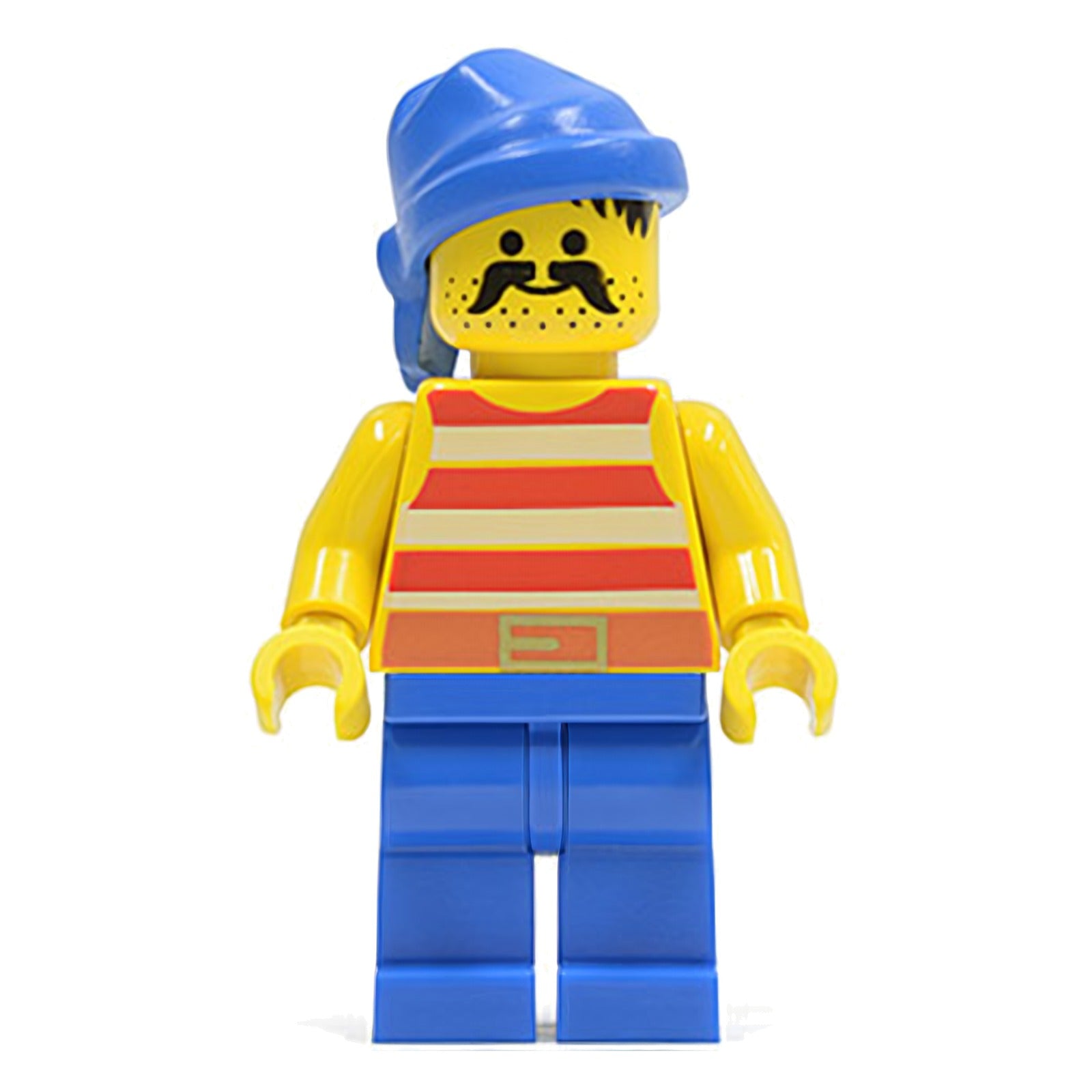 LEGO Minifigur Pirate Red / White Stripes Shirt, Blue Legs, Blue Bandana (pi040)