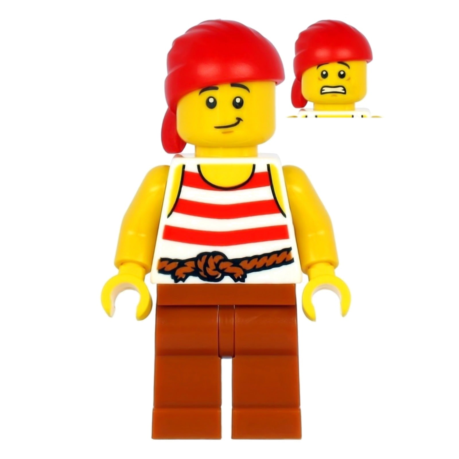 LEGO Minifigur Pirate - Red Bandana, White Shirt with Red Stripes, Dark (pi187)