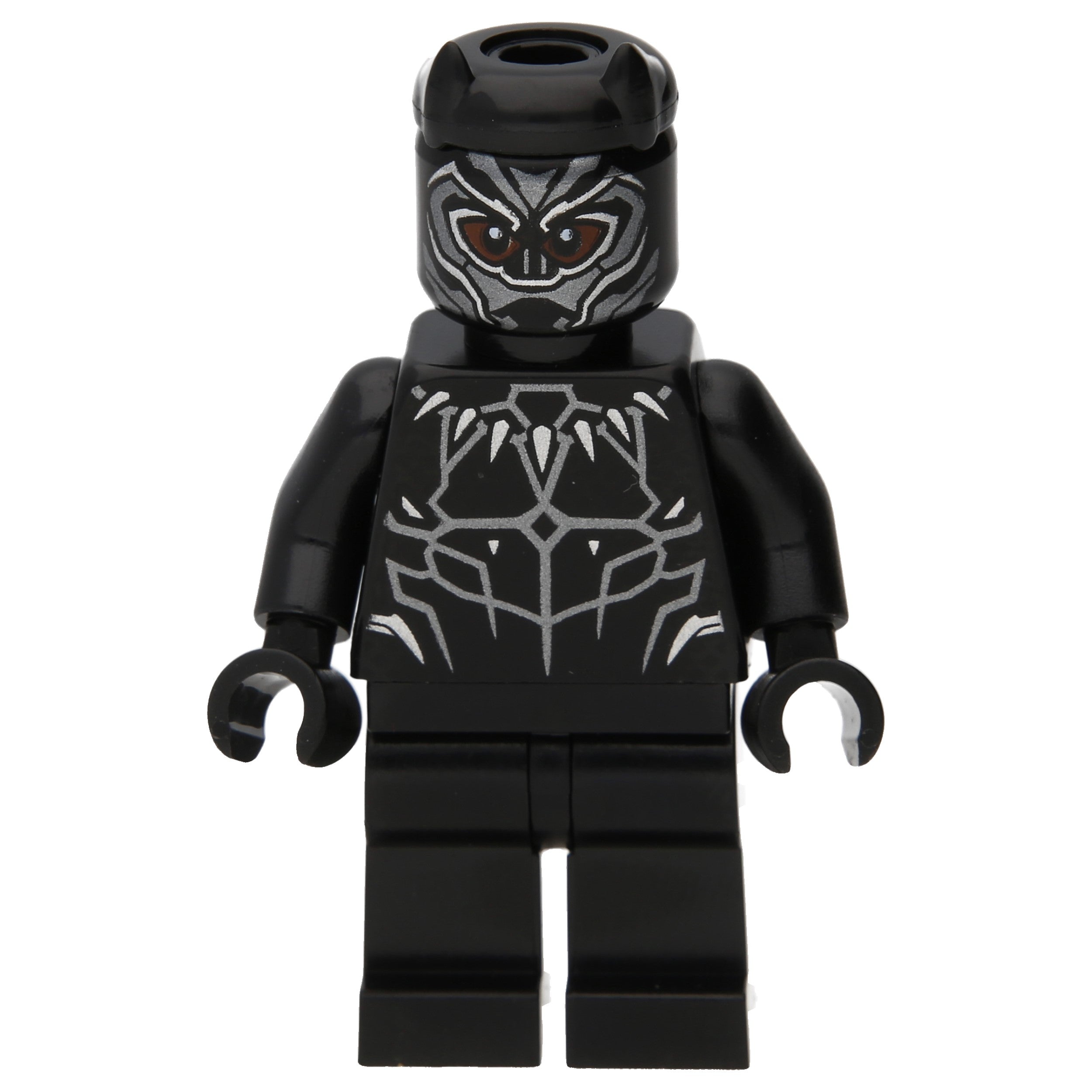 LEGO Minifigur Black Panther mit Krallenkette und rotbraunen Augen (sh0466)