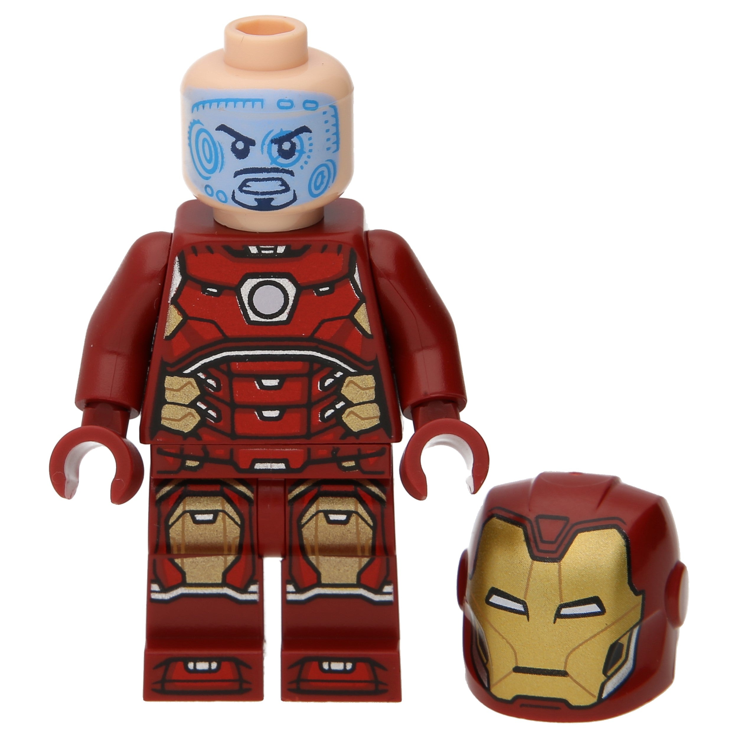 LEGO Minifigur Marvel Iron Man mit einem silbernen Hexagon auf der (sh0612)