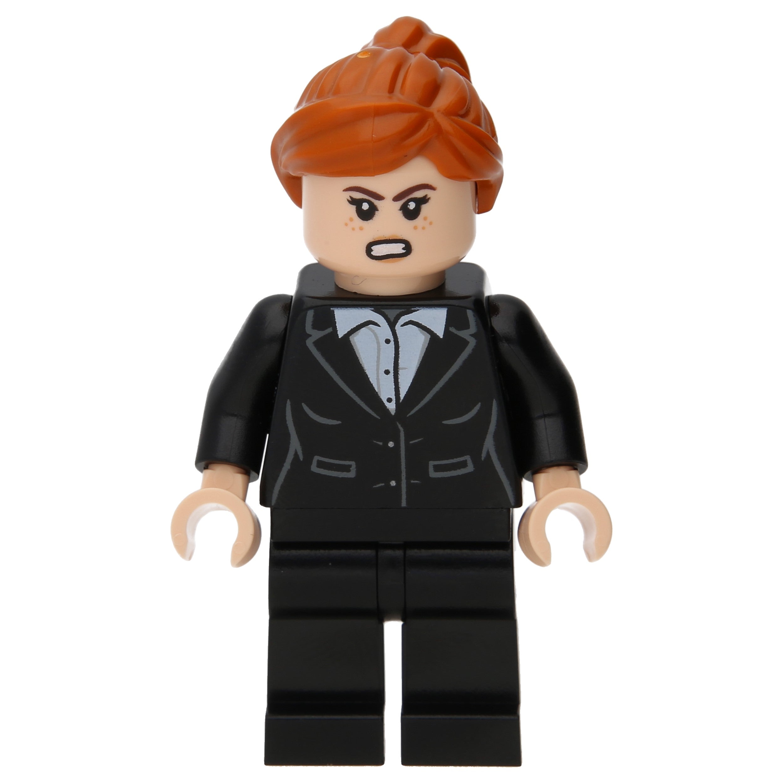 LEGO Minifigur Marvel Pepper Potts im schwarzen Kostüm mit 2 Gesichtern (sh0740)