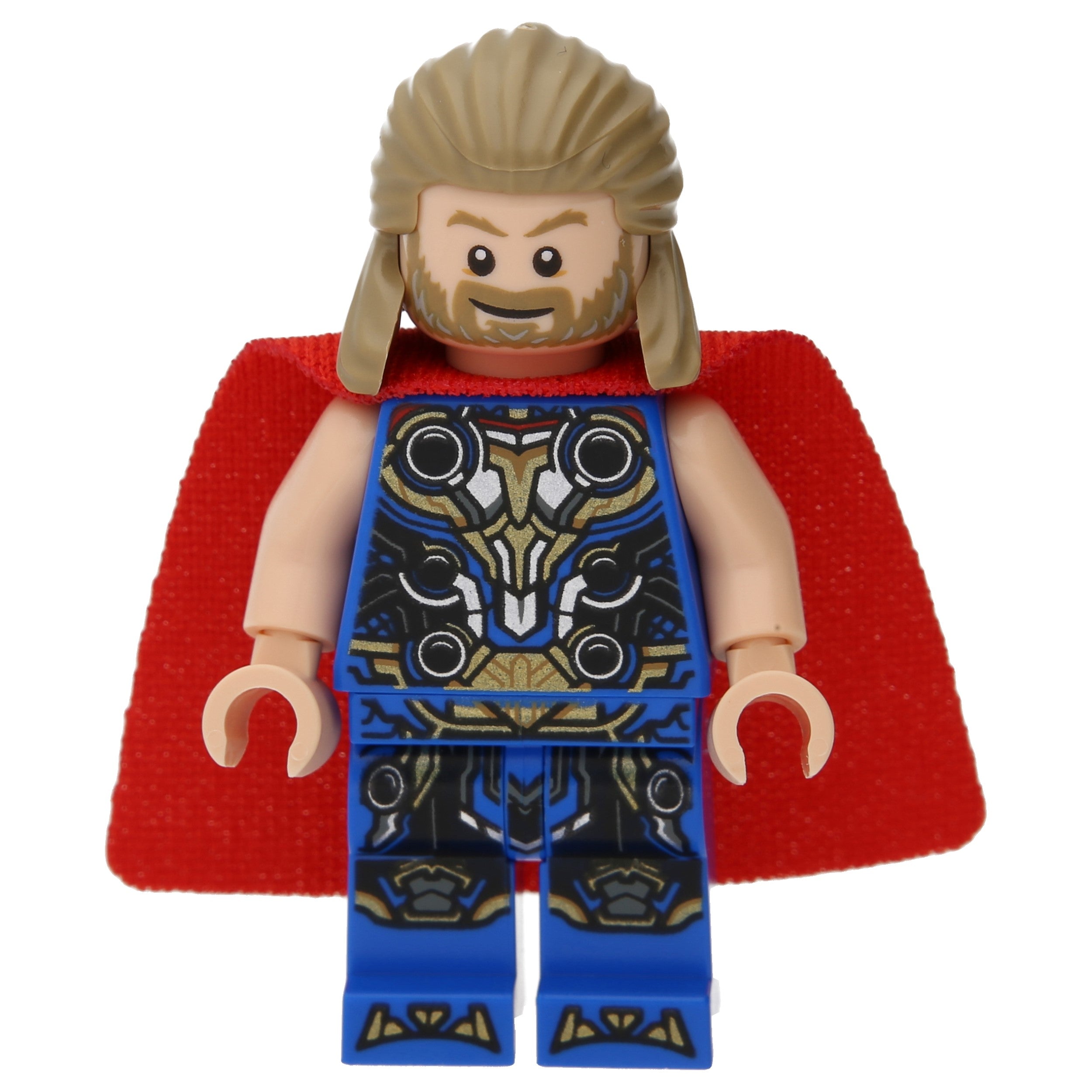 LEGO Minifigur Marvel Thor mit blauem Kostüm, rotem Cape und Kopf mit (sh0811)