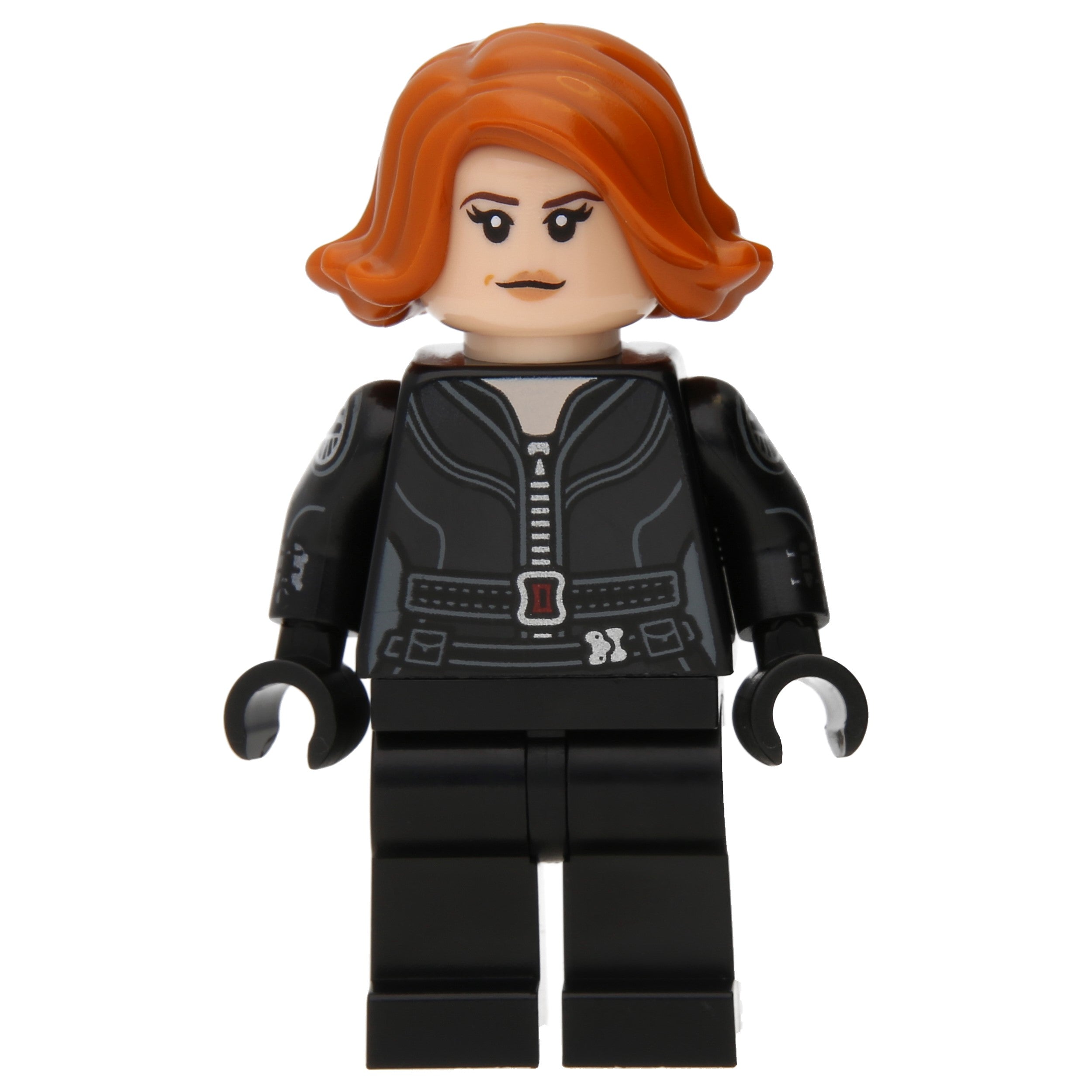 LEGO Minifigur Black Widow - Black Jumpsuit, Dark Orange Short Hair (sh0851)