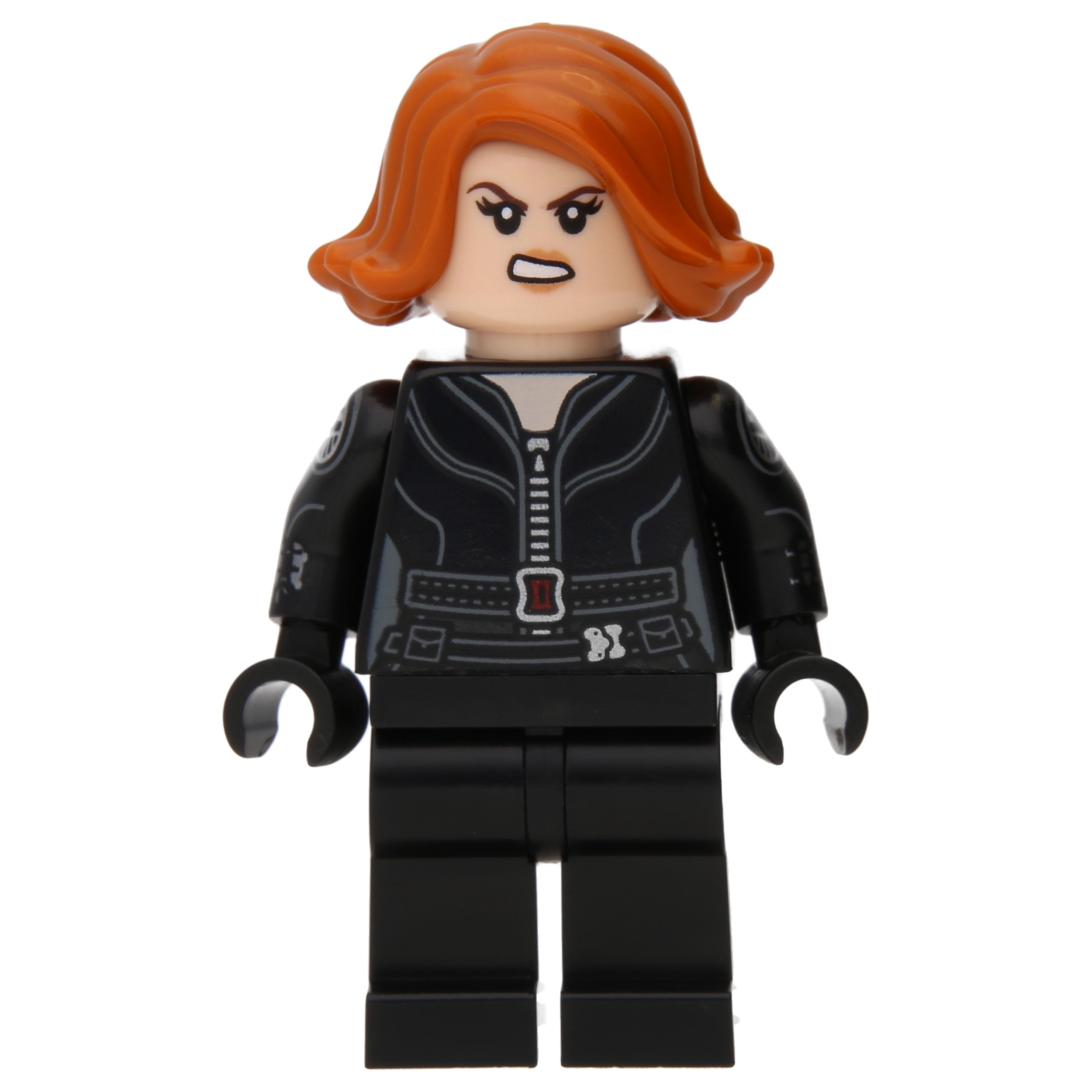 LEGO Minifigur Black Widow - Black Jumpsuit, Dark Orange Short Hair (sh0851)