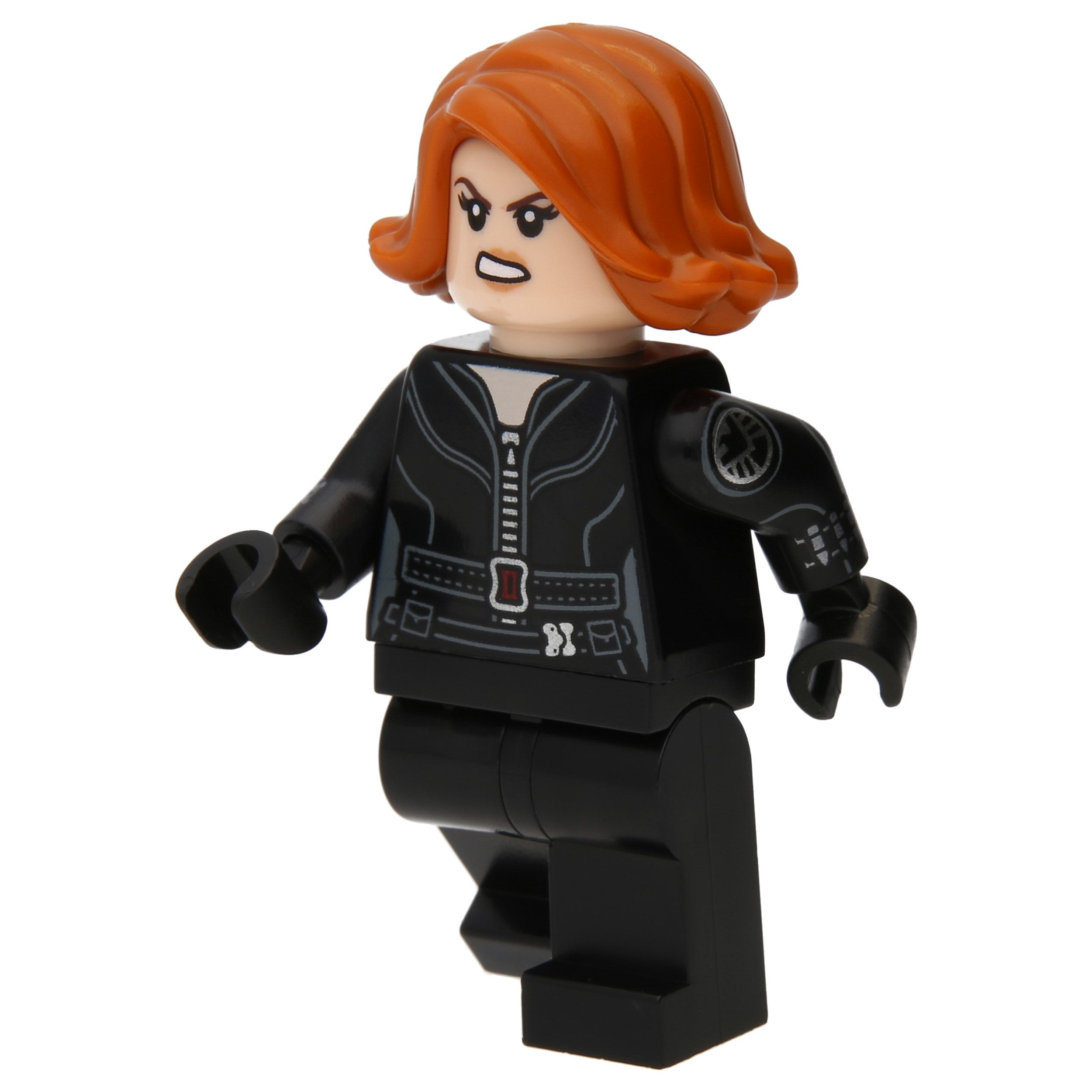 LEGO Minifigur Black Widow - Black Jumpsuit, Dark Orange Short Hair (sh0851)