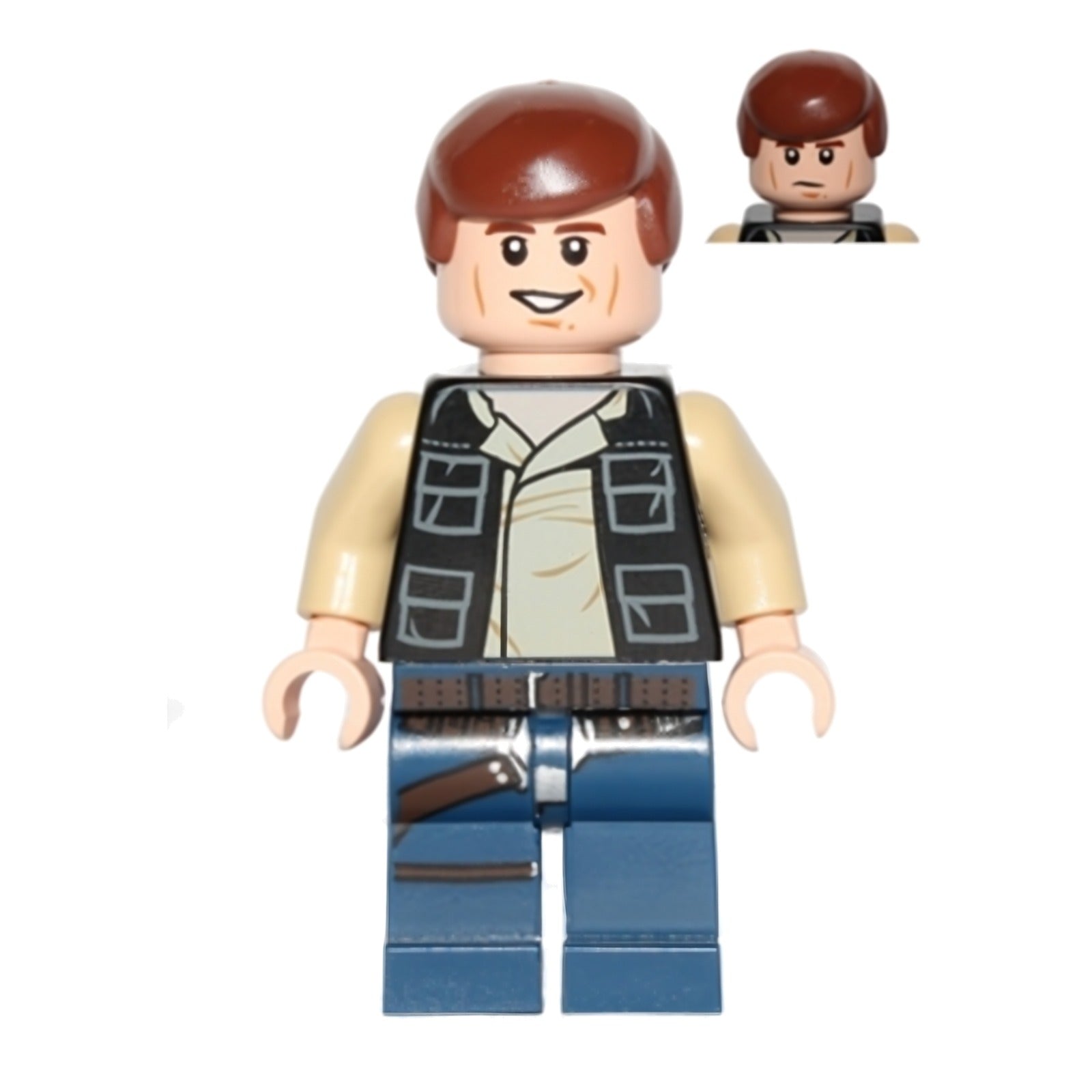 LEGO Minifigur Han Solo, Dark Blue Legs, Vest with Pockets (sw0539) – neu