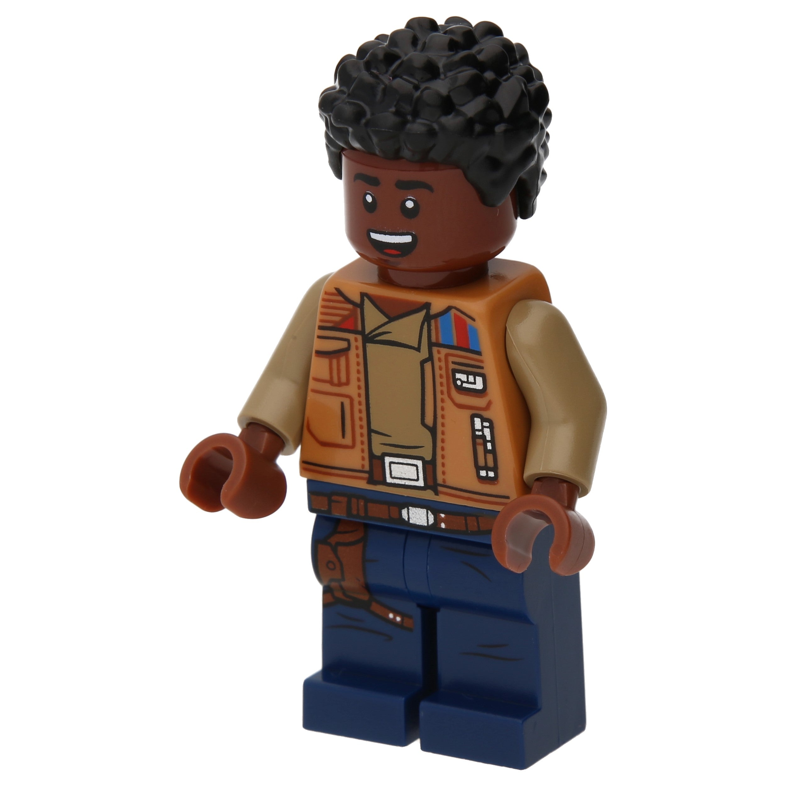 LEGO Minifigur Finn mit dunkelblauen Beinen und einer Jacke in Medium (sw1066)