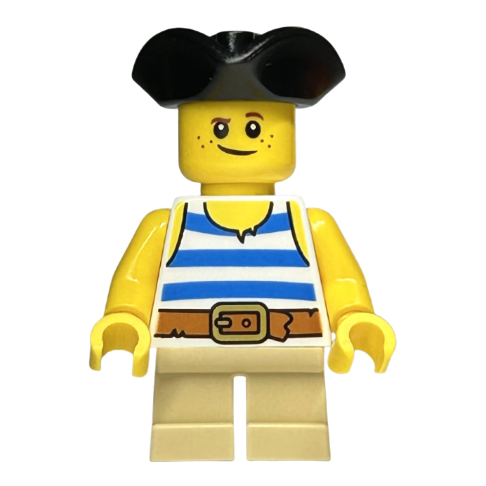 LEGO Minifigur Child - Boy, White Tank Top with Blue Stripes, Tan (twn464)