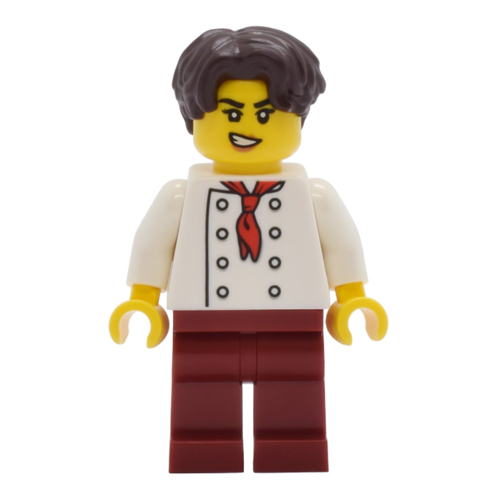 LEGO Minifigur Tudor House Chef - White Torso with 8 Buttons, Dark Red (twn513)