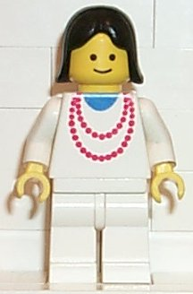 LEGO Minifigur Necklace Red - White Legs, Black Female Hair (ncklc006)
